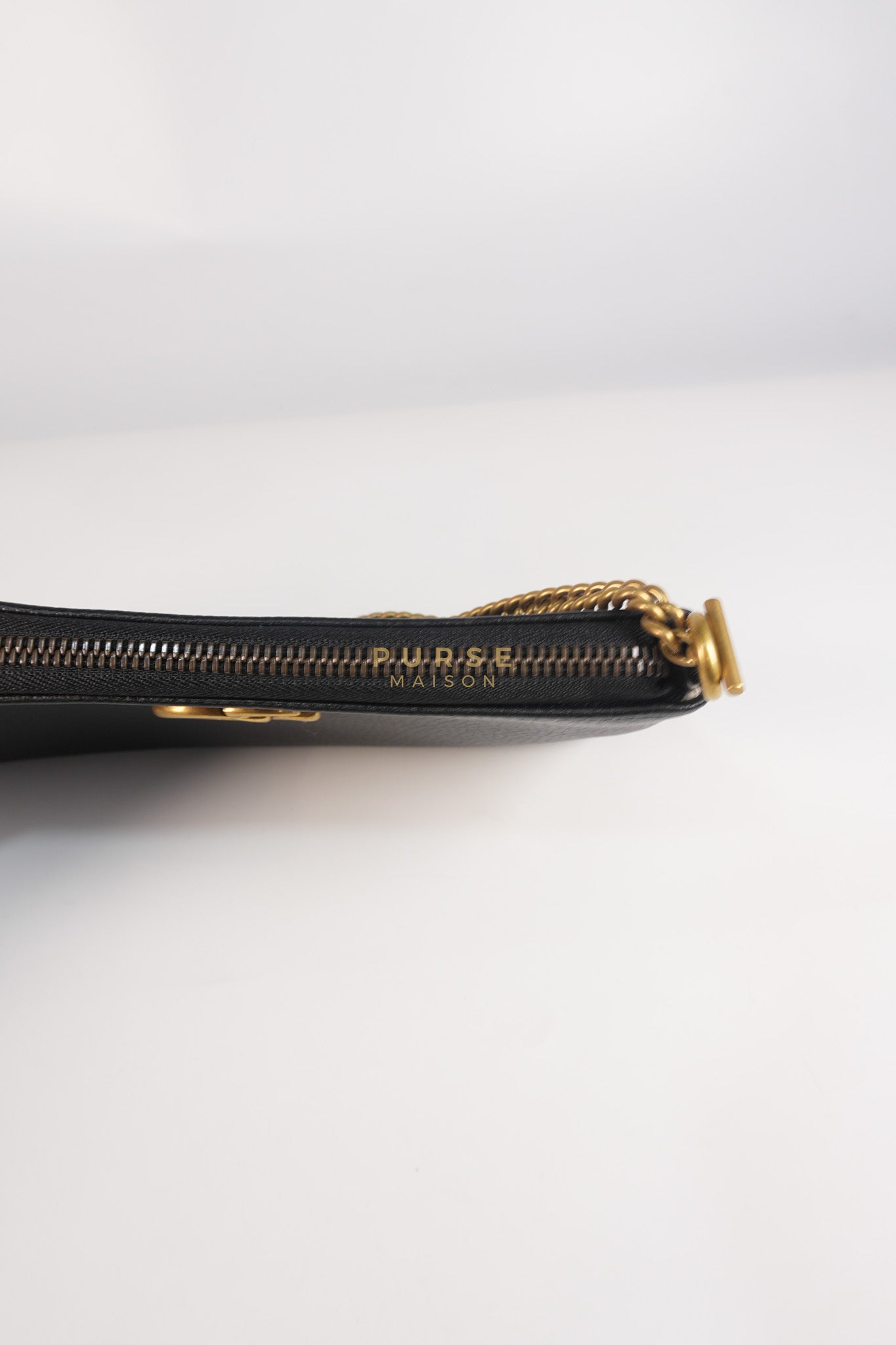 Cellarius in Black Grained Calfskin Leather Chain Pouch | Purse Maison Luxury Bags Shop