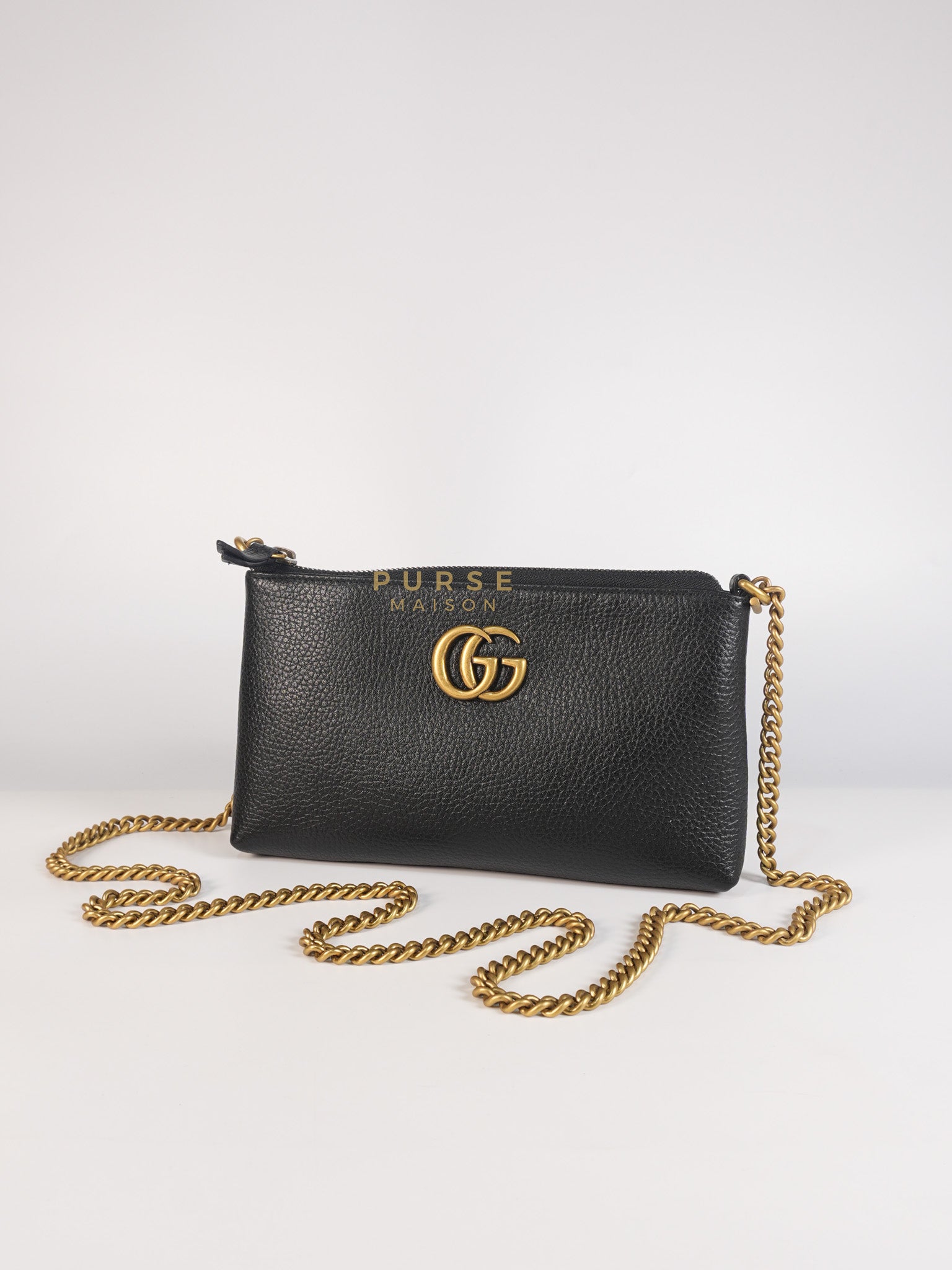Cellarius in Black Grained Calfskin Leather Chain Pouch | Purse Maison Luxury Bags Shop
