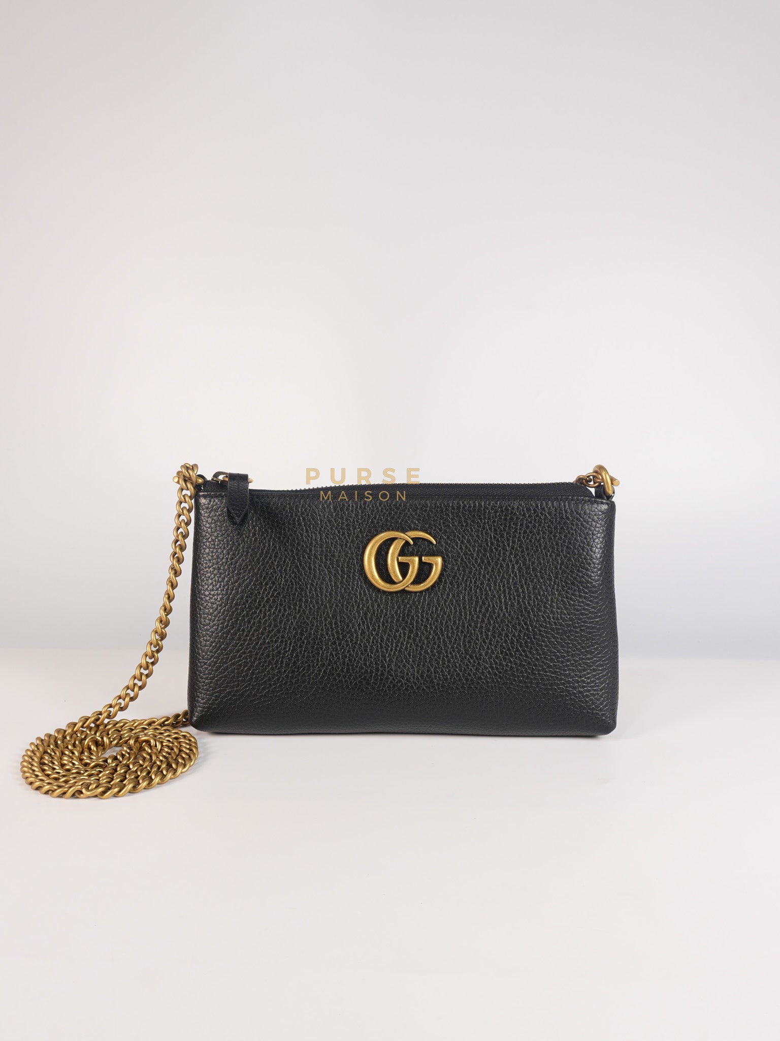 Cellarius in Black Grained Calfskin Leather Chain Pouch | Purse Maison Luxury Bags Shop