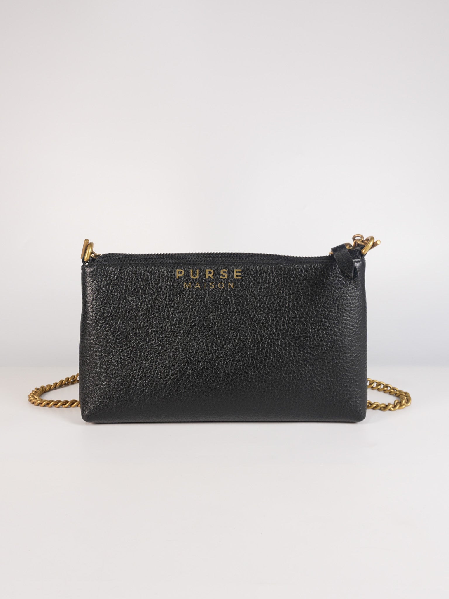 Cellarius in Black Grained Calfskin Leather Chain Pouch | Purse Maison Luxury Bags Shop