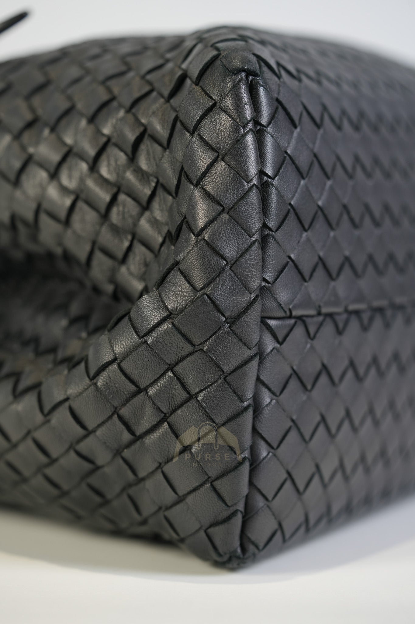 Cesta Small Nappa Intrecciato Black Leather Tote Bag | Purse Maison Luxury Bags Shop