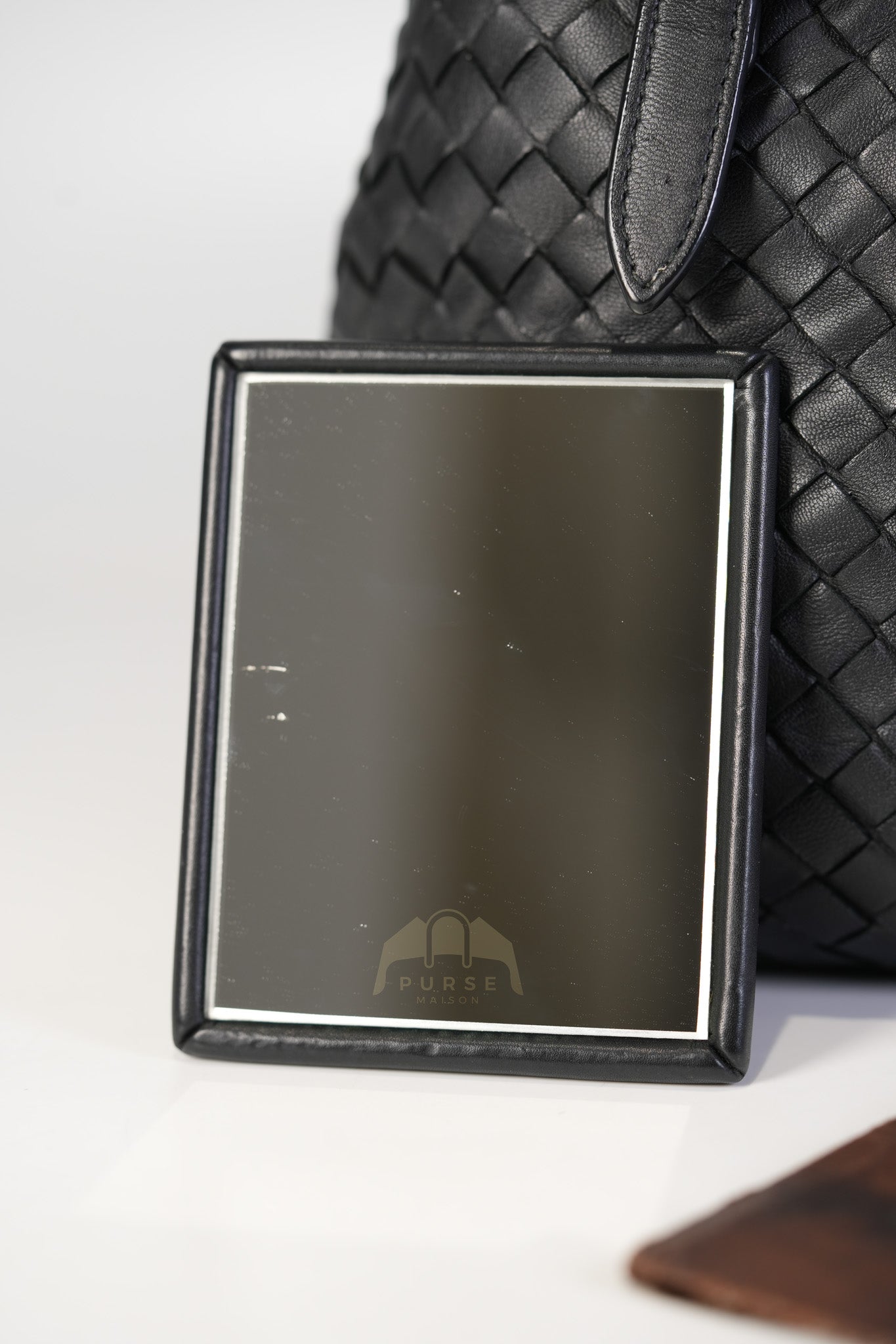 Cesta Small Nappa Intrecciato Black Leather Tote Bag | Purse Maison Luxury Bags Shop