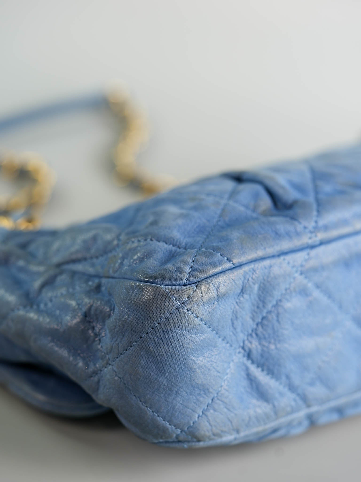 Chambray Iridescent Calfskin Flap Bag in Aged Gold Hardware Series 15 | Purse Maison Luxury Bags Shop