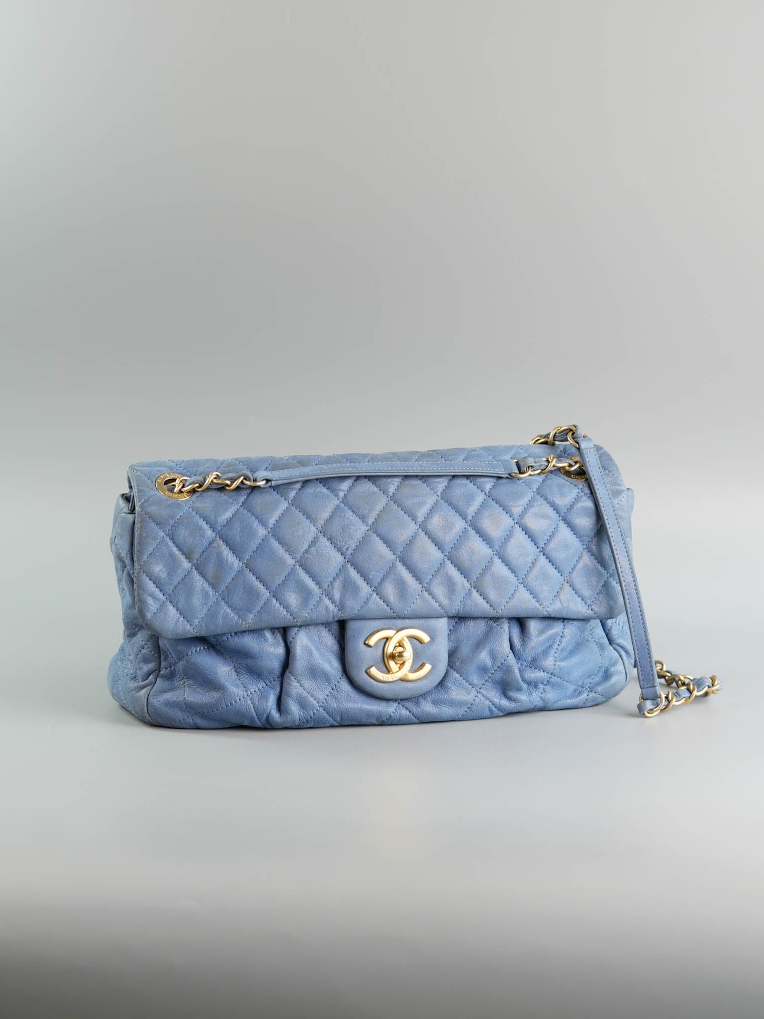 Chambray Iridescent Calfskin Flap Bag in Aged Gold Hardware Series 15 | Purse Maison Luxury Bags Shop