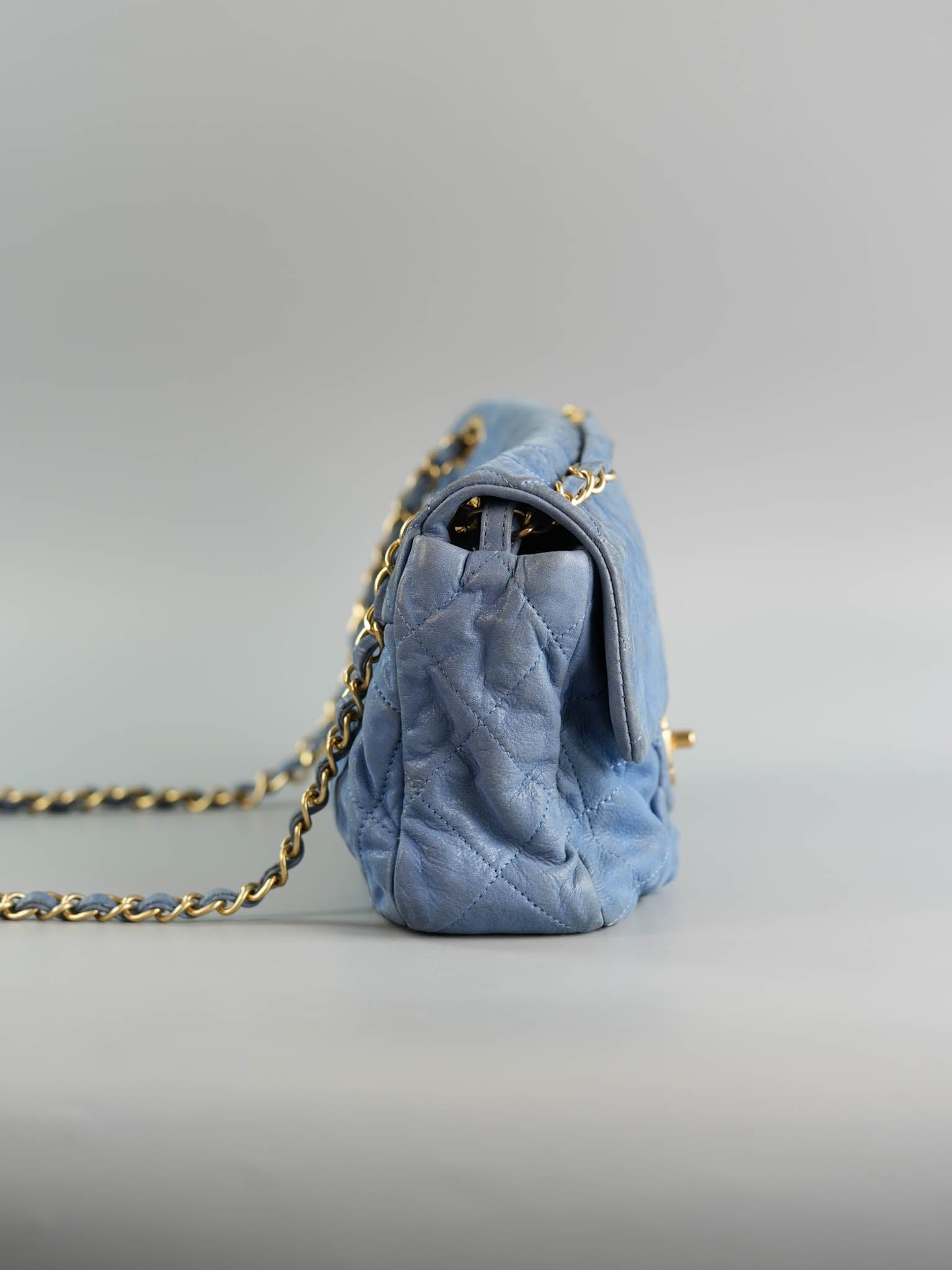 Chambray Iridescent Calfskin Flap Bag in Aged Gold Hardware Series 15 | Purse Maison Luxury Bags Shop