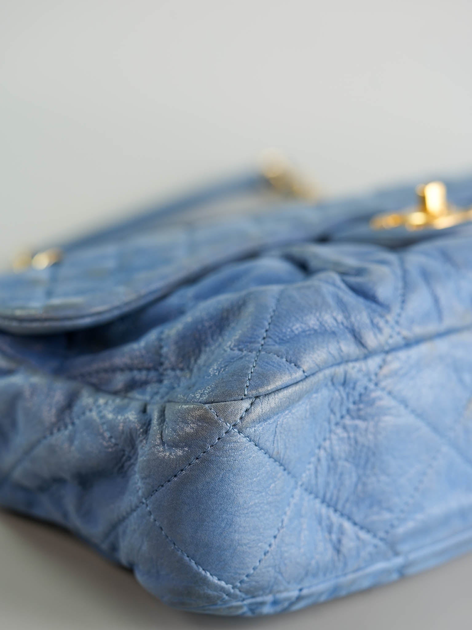 Chambray Iridescent Calfskin Flap Bag in Aged Gold Hardware Series 15 | Purse Maison Luxury Bags Shop