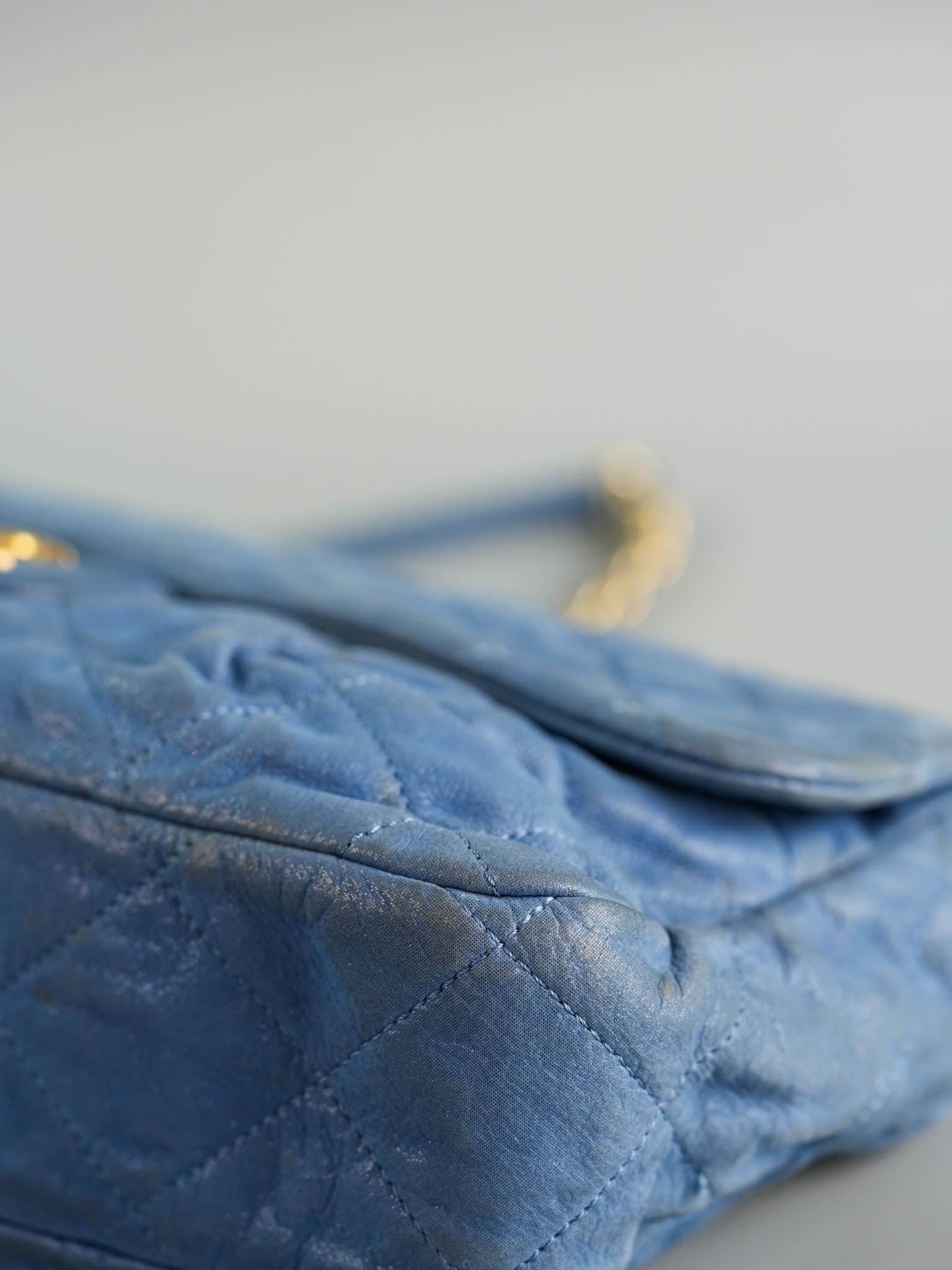 Chambray Iridescent Calfskin Flap Bag in Aged Gold Hardware Series 15 | Purse Maison Luxury Bags Shop