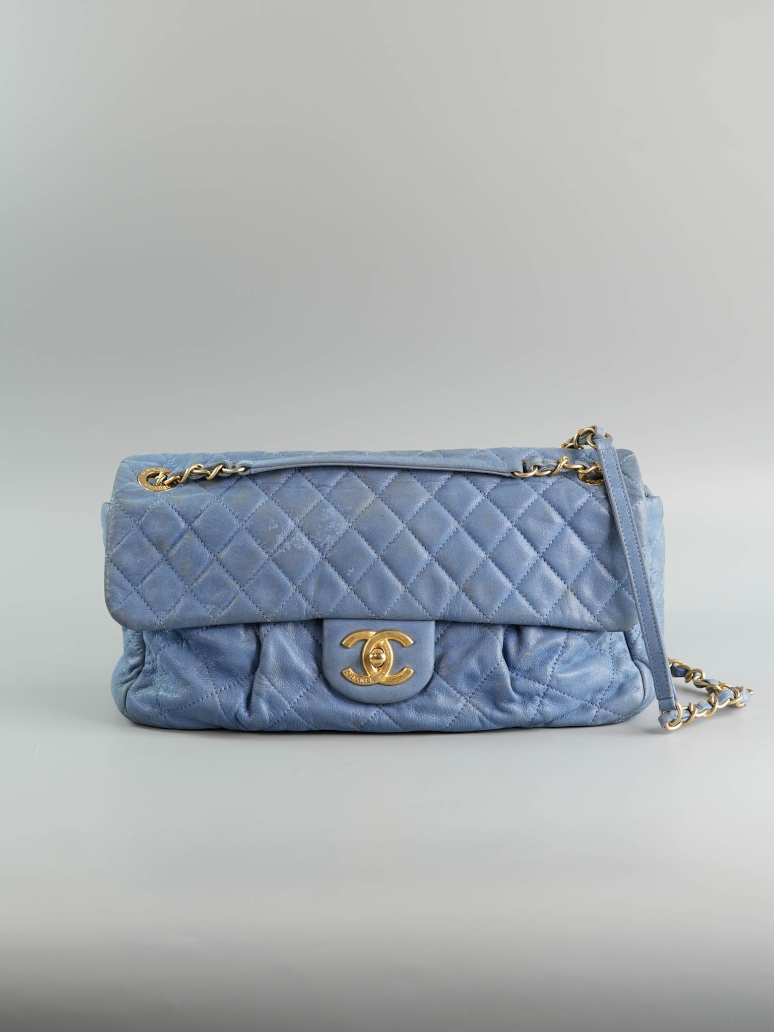 Chambray Iridescent Calfskin Flap Bag in Aged Gold Hardware Series 15 | Purse Maison Luxury Bags Shop