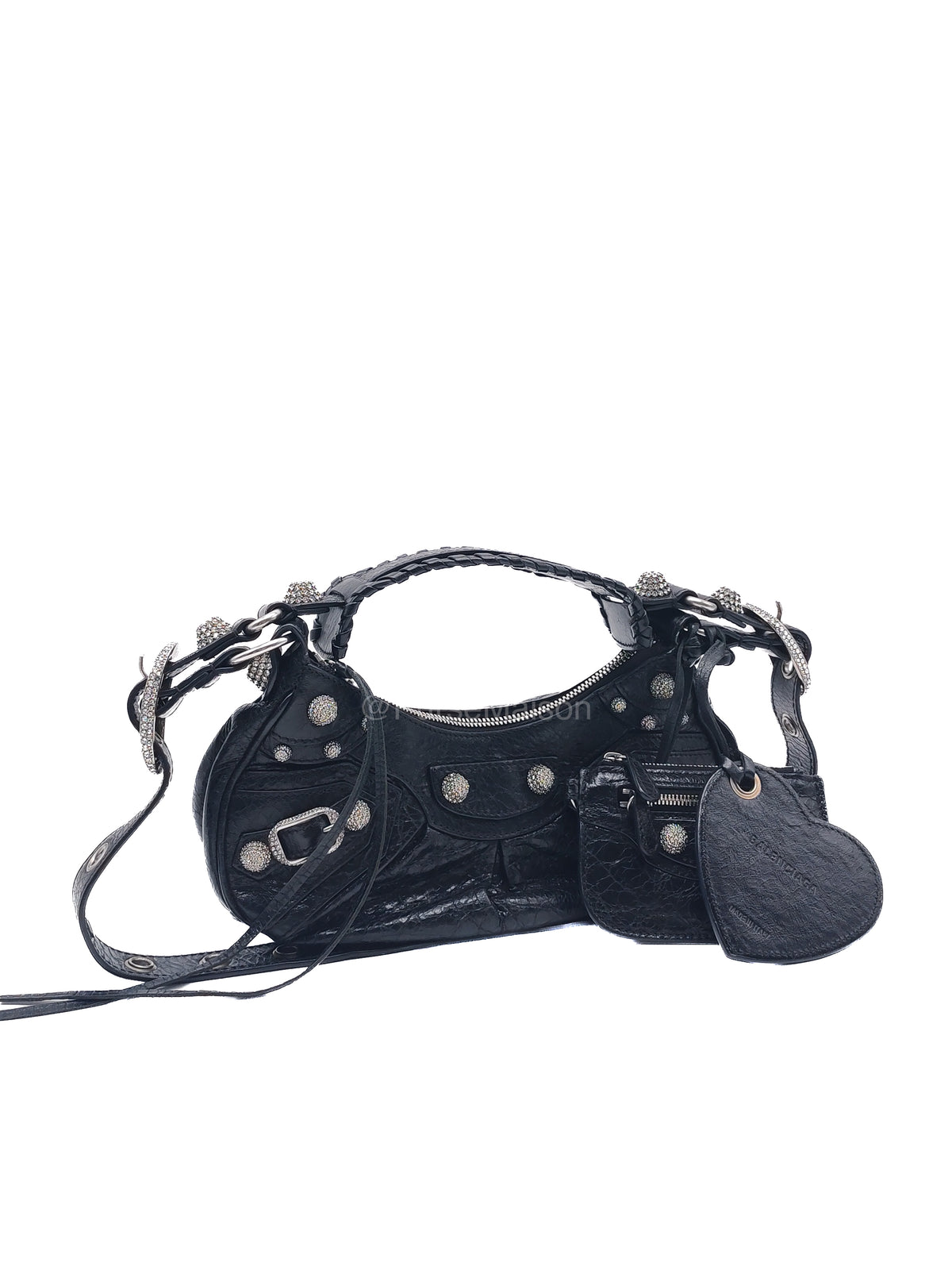 Balenciaga Le Cagole XS Shoulder Bag in Arena Lambskin Shoulder Bag with Rhinestones