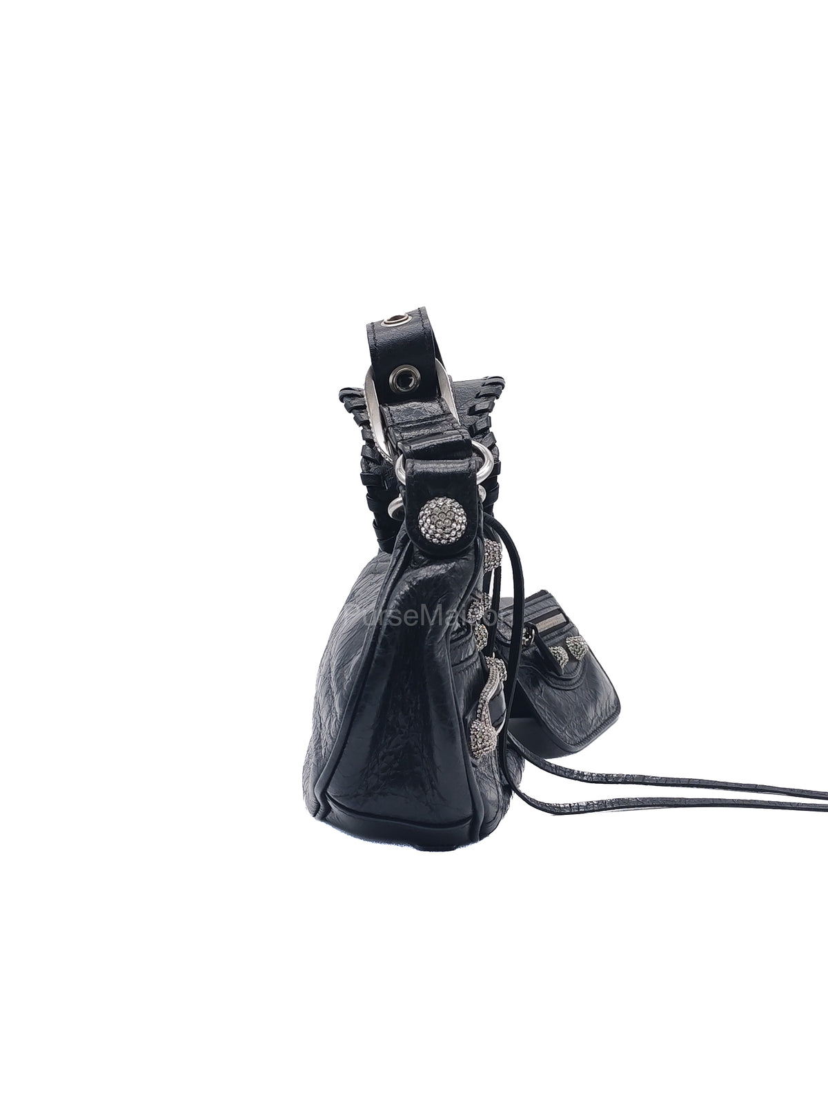 Balenciaga Le Cagole XS Shoulder Bag in Arena Lambskin Shoulder Bag with Rhinestones