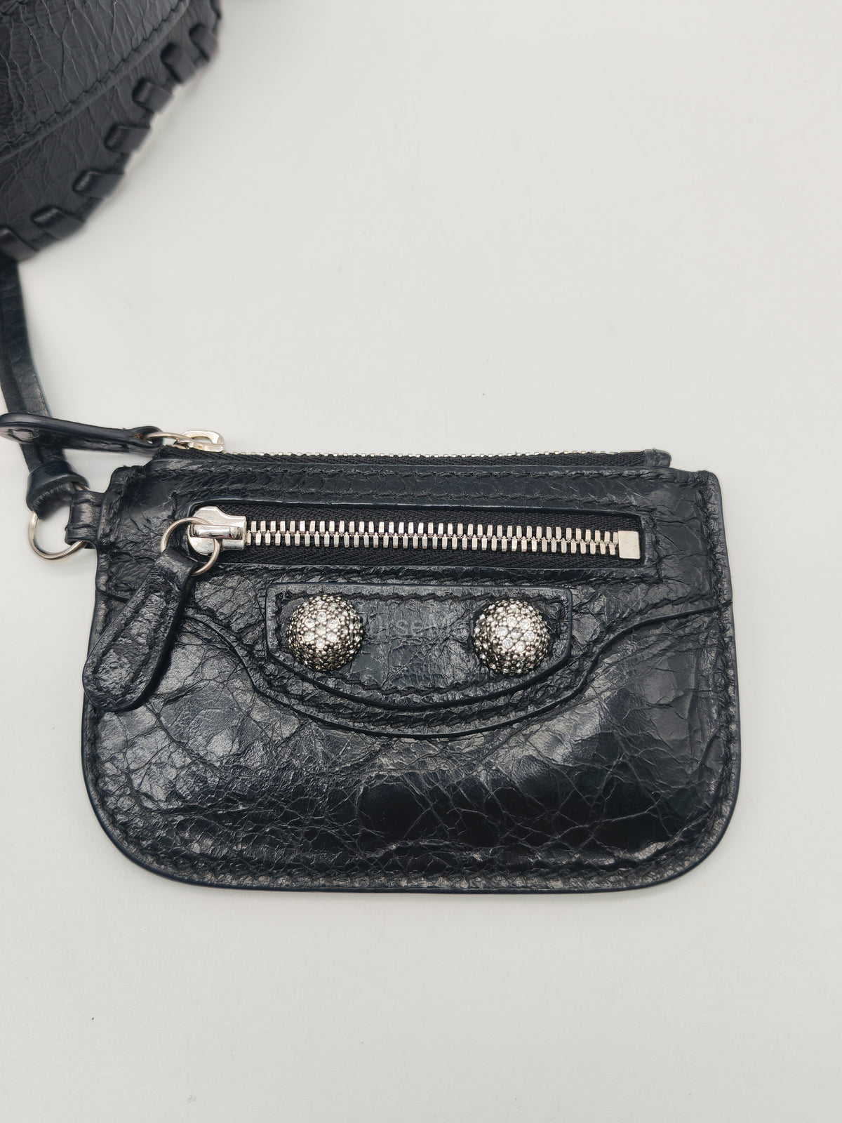 Balenciaga Le Cagole XS Shoulder Bag in Arena Lambskin Shoulder Bag with Rhinestones