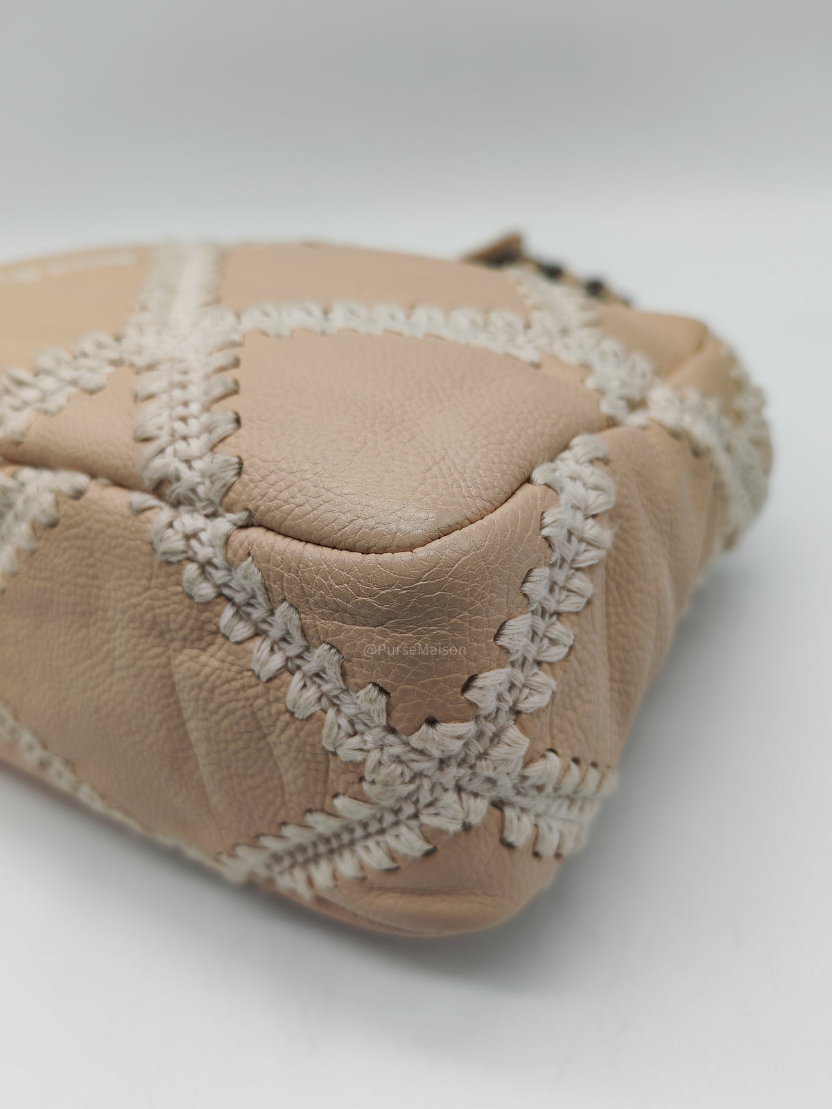 Chanel 19 Flap Bag Medium in Beige Calfskin Leather with Crochet Trim and Mixed Hardware Series 30 | Purse Maison Luxury Bags Shop