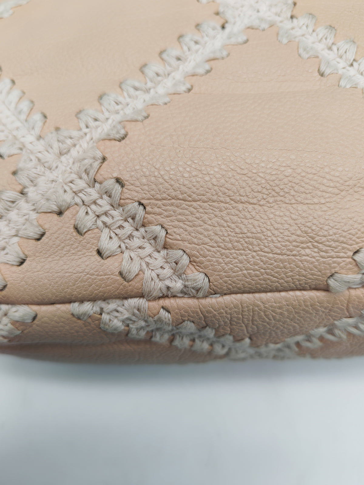 Chanel 19 Flap Bag Medium in Beige Calfskin Leather with Crochet Trim and Mixed Hardware Series 30 | Purse Maison Luxury Bags Shop
