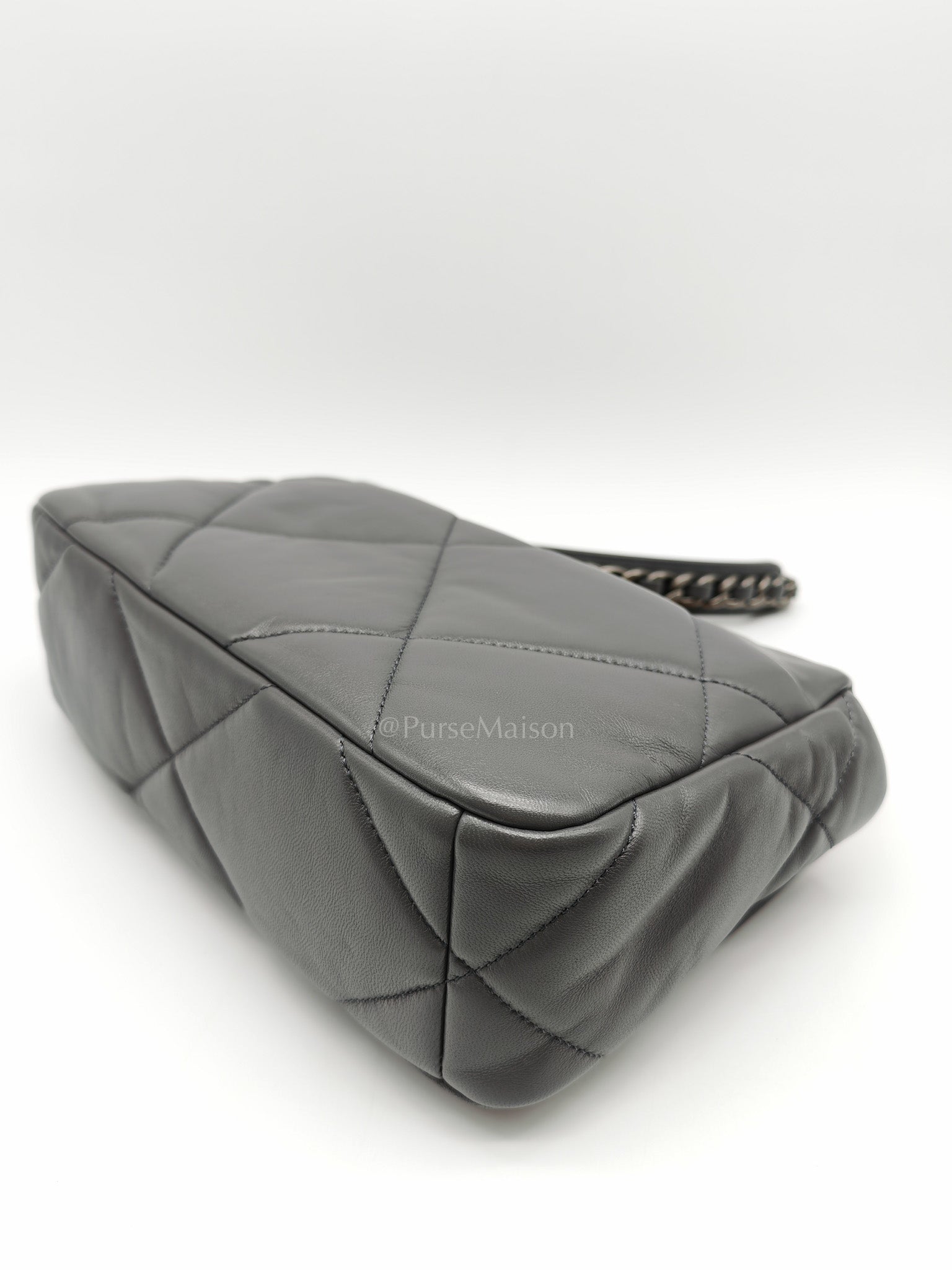 19 Medium in Gray Quilted Lambskin Leather & Mix Hardware Microchip | Purse Maison Luxury Bags Shop