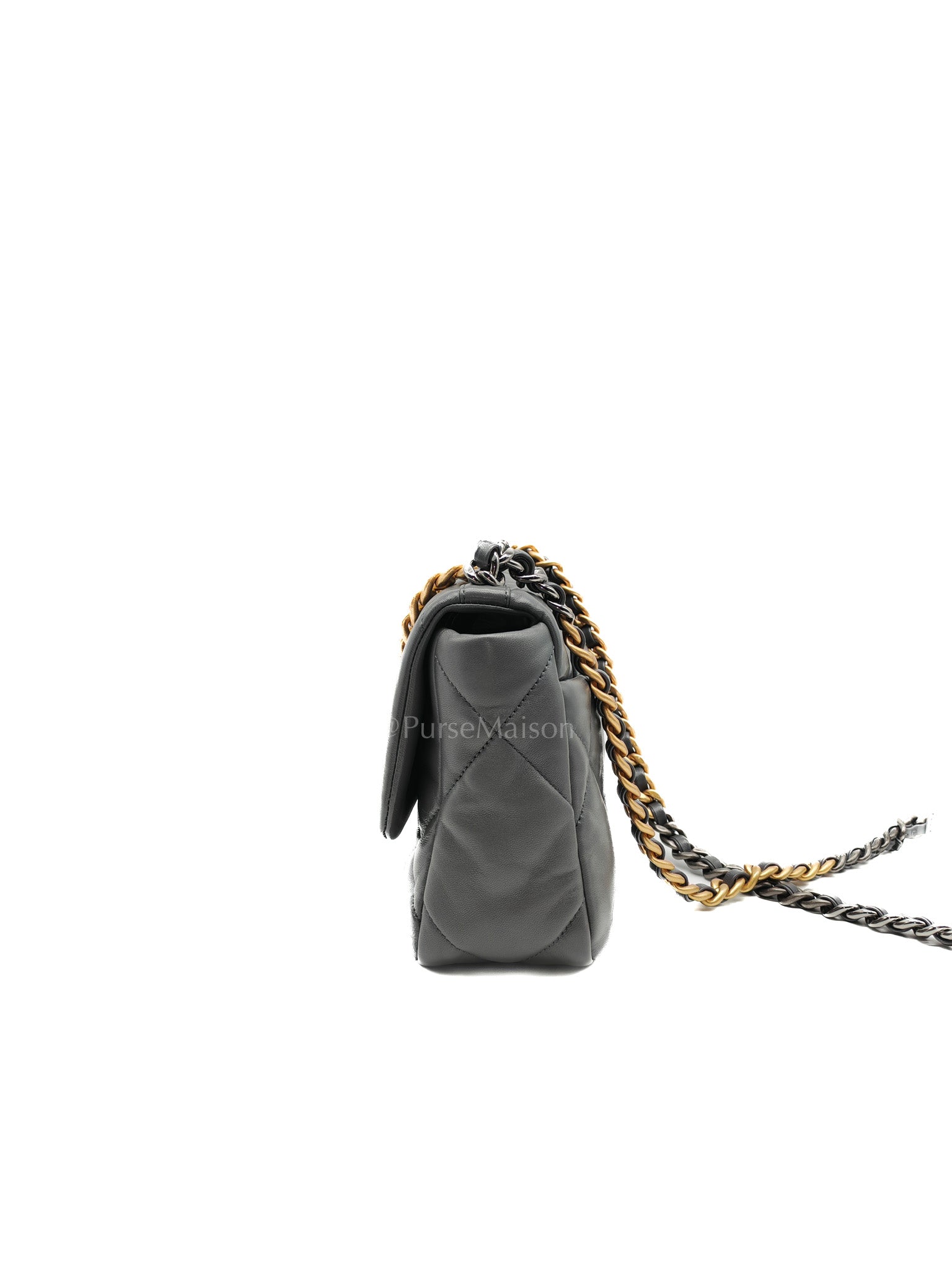19 Medium in Gray Quilted Lambskin Leather & Mix Hardware Microchip | Purse Maison Luxury Bags Shop