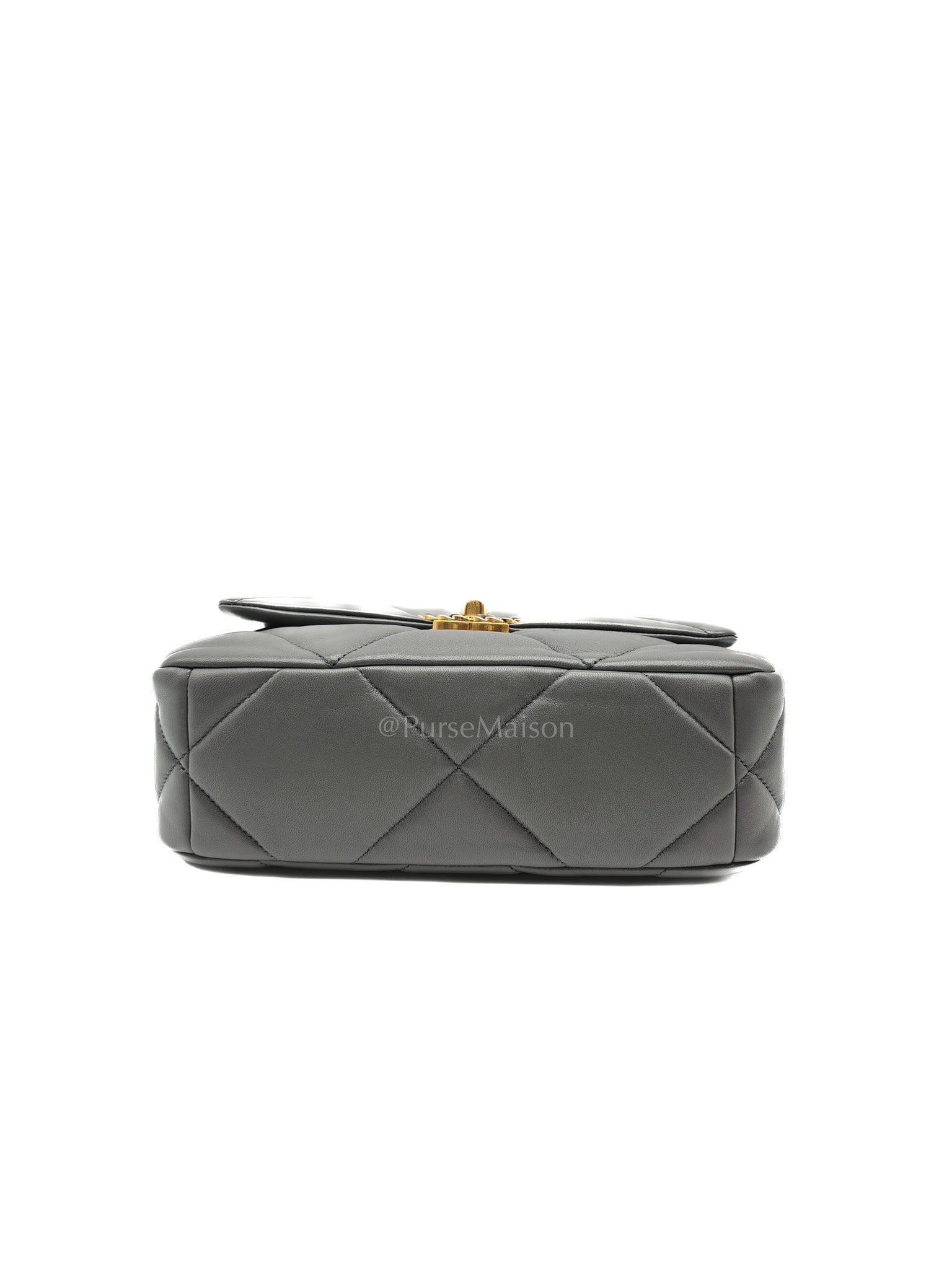 19 Medium in Gray Quilted Lambskin Leather & Mix Hardware Microchip | Purse Maison Luxury Bags Shop