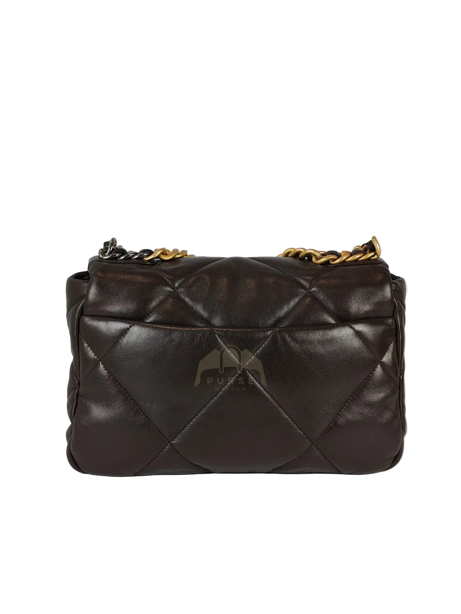 19 Small Flap Bag in Burgundy Brown Lambskin Leather & Mixed Hardware Microchip | Purse Maison Luxury Bags Shop