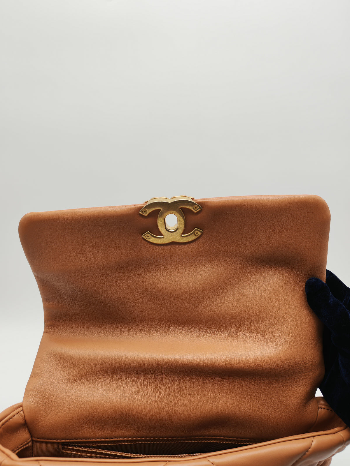 Chanel 19 Small Flap Bag in Caramel Quilted Lambskin Leather and Mixed Hardware Microchip (UP****GL) | Purse Maison Luxury Bags Shop