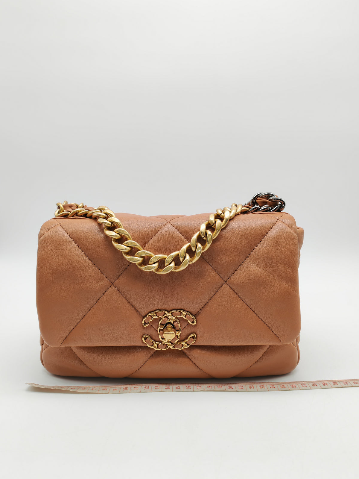 Chanel 19 Small Flap Bag in Caramel Quilted Lambskin Leather and Mixed Hardware Microchip (UP****GL) | Purse Maison Luxury Bags Shop