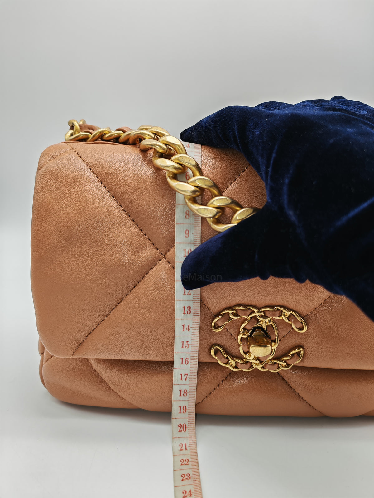 Chanel 19 Small Flap Bag in Caramel Quilted Lambskin Leather and Mixed Hardware Microchip (UP****GL) | Purse Maison Luxury Bags Shop