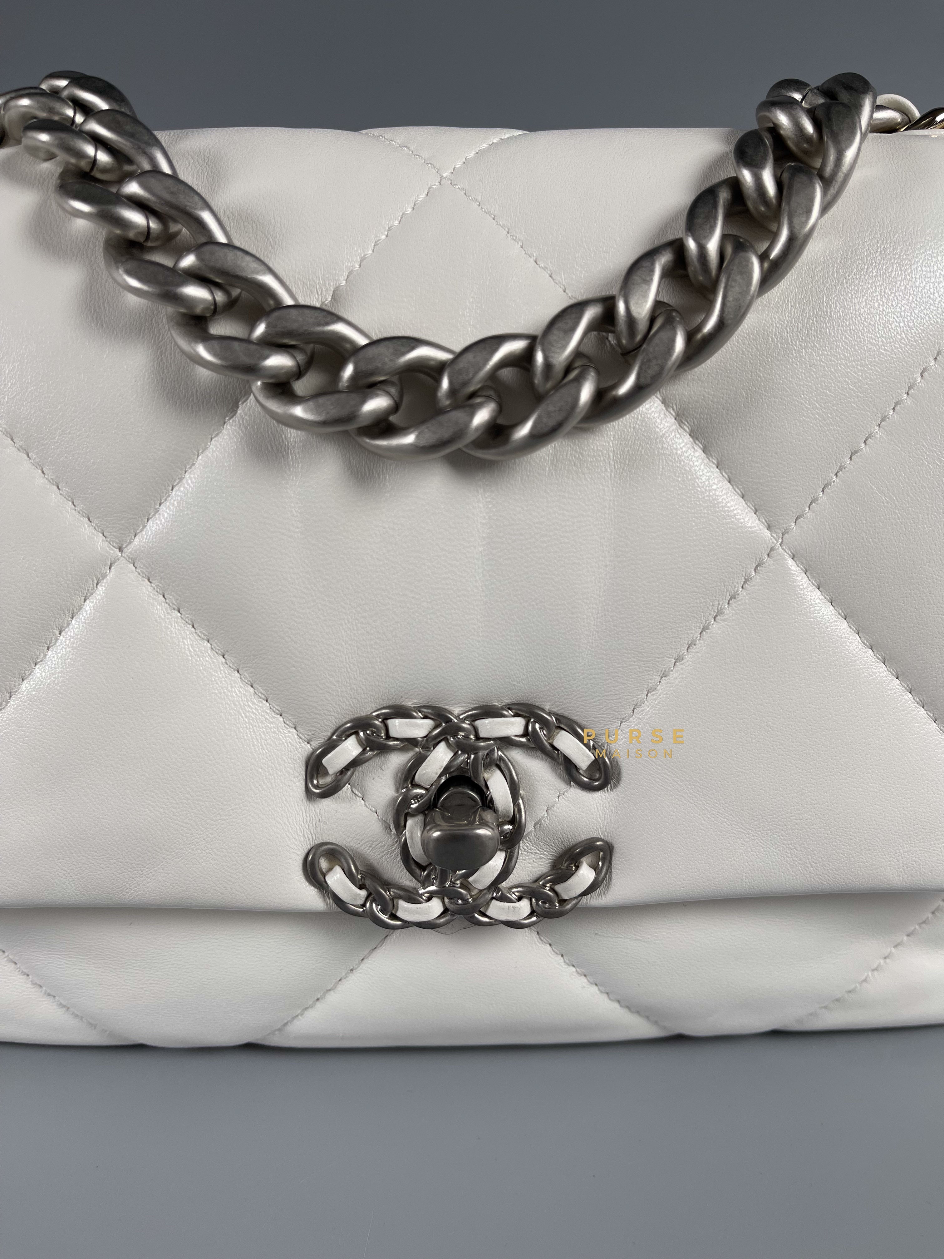 Chanel 19 white small hot sale