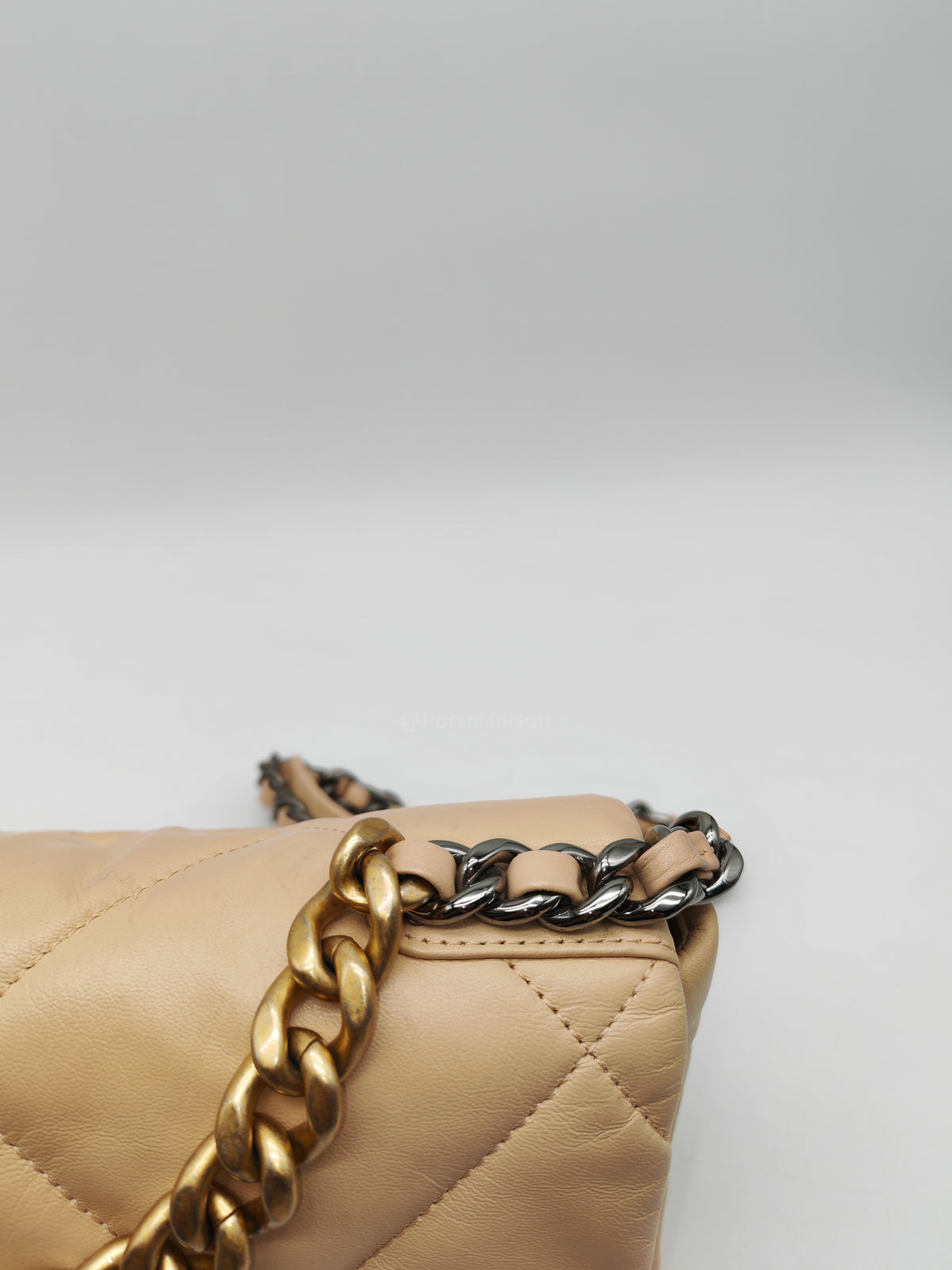 Chanel 19 Small in Beige Quilted Lambskin Leather and Mix Hardware Series 30 | Purse Maison Luxury Bags Shop
