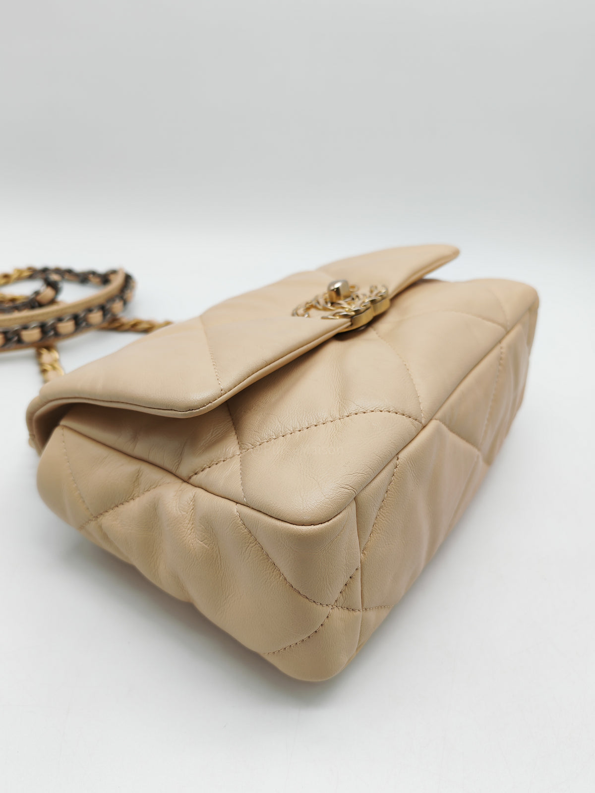 Chanel 19 Small in Beige Quilted Lambskin Leather and Mix Hardware Series 30 | Purse Maison Luxury Bags Shop
