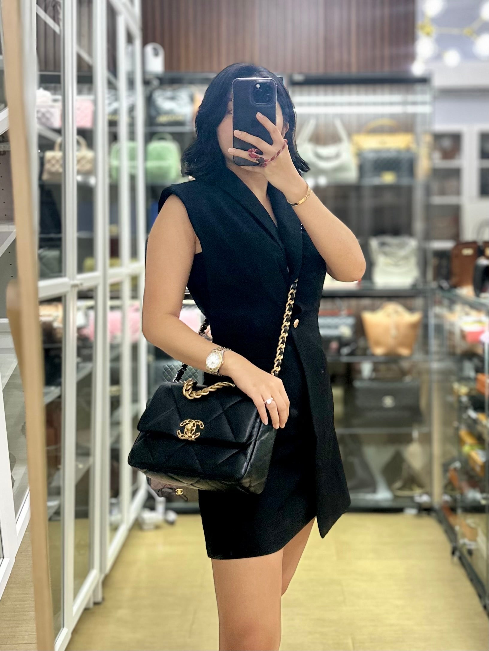 C19 Small in Black Lambskin Leather & Mixed Hardware (Microchip) | Purse Maison Luxury Bags Shop