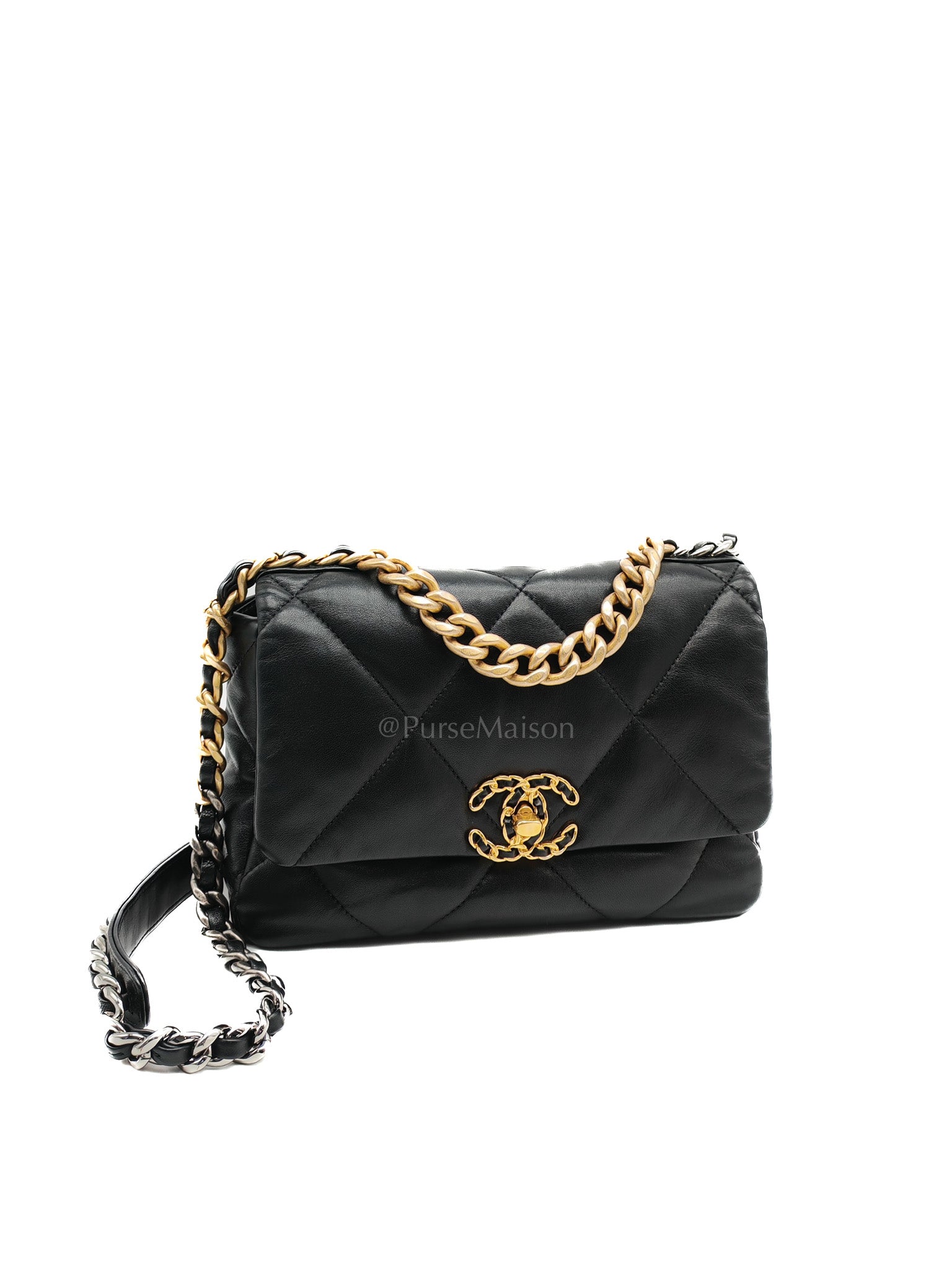 Chanel 19 Small in Black Quilted Lambskin Leather and Mixed hardware Series 30 | Purse Maison Luxury Bags Shop