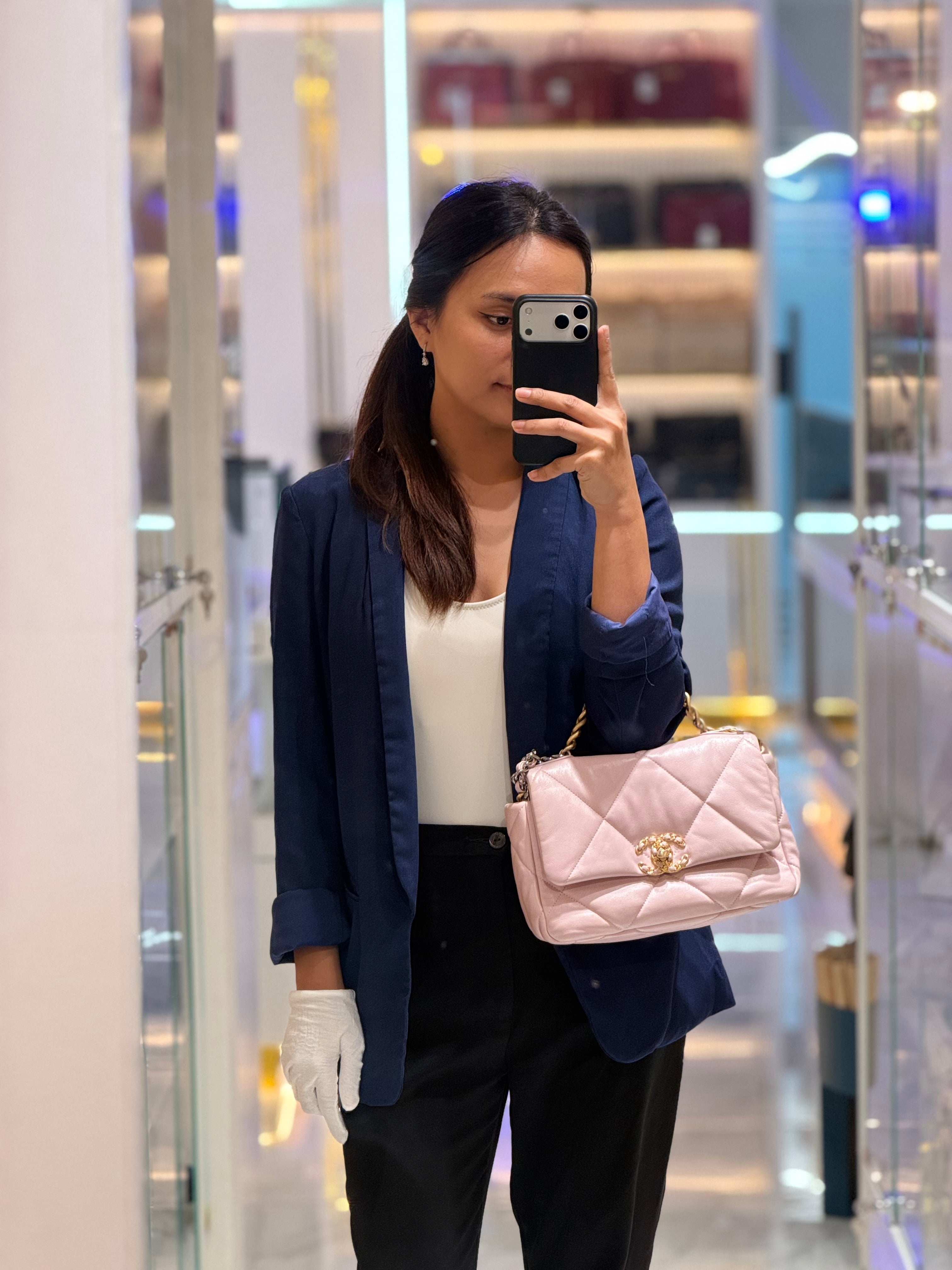 Chanel 19 Small in Light Pink Quilted Lambskin Leather and Mixed Hardware Series 31 | Purse Maison Luxury Bags Shop