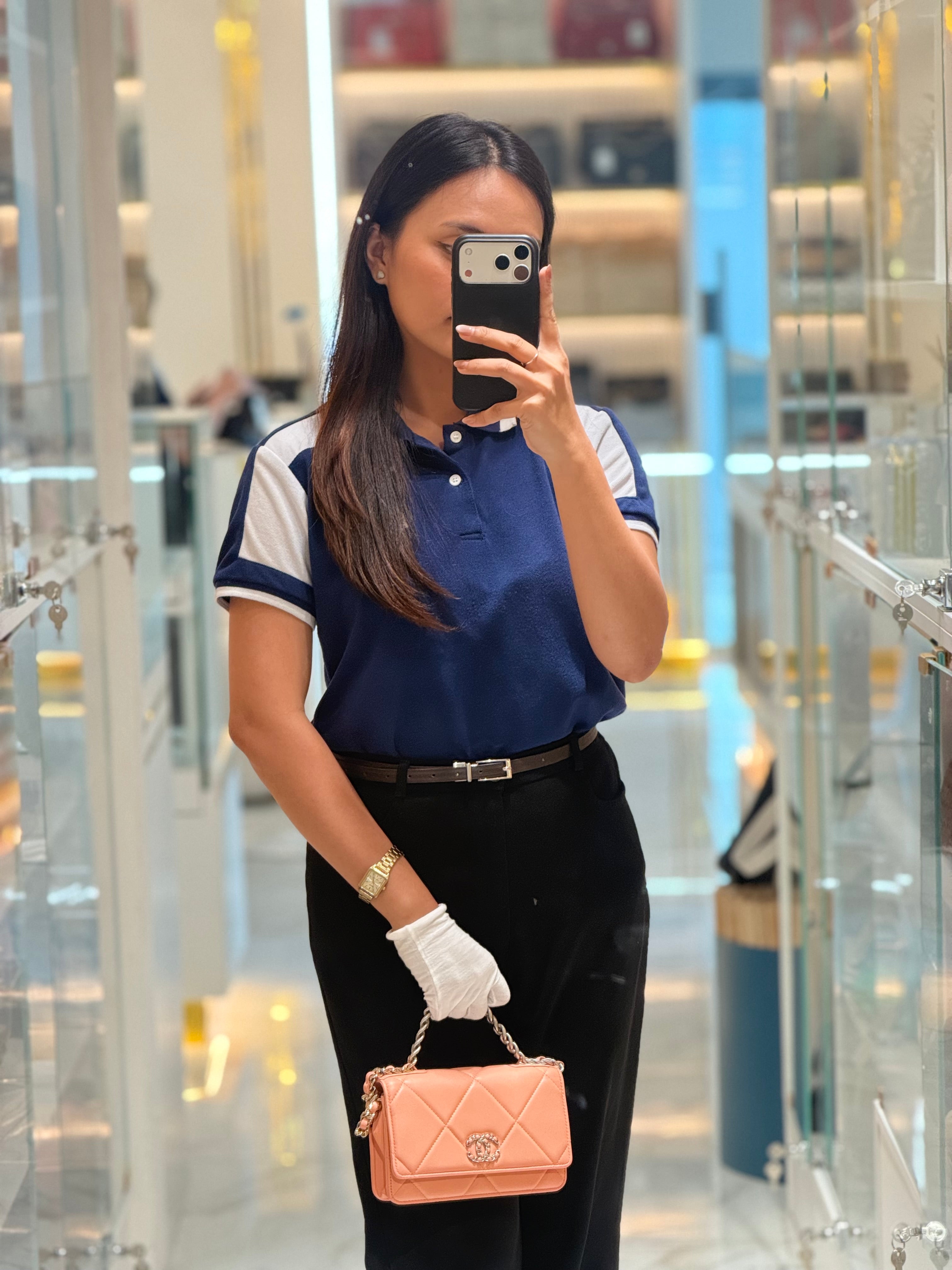 Chanel 19 Wallet on Chain(WOC) in Pink Salmon Lambskin Mix Hardware Lambskin Leather (Microchip) | Purse Maison Luxury Bags Shop
