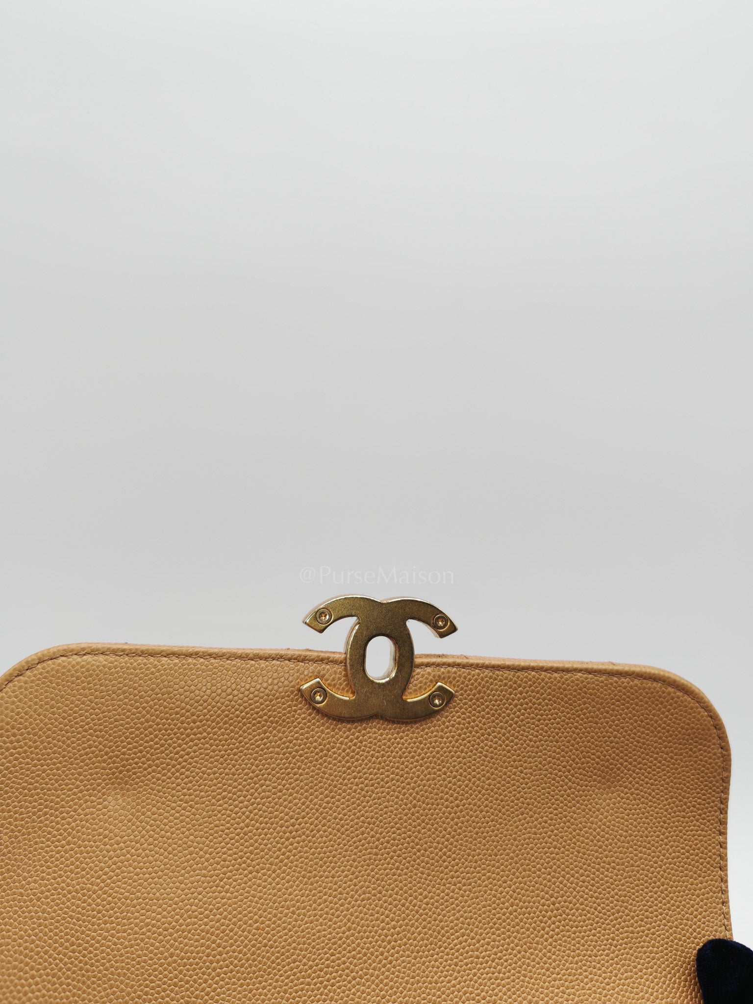 21k Messenger Bag Small in Dark Biege Caviar Leather Aged Gold Hardware (Microchip) | Purse Maison Luxury Bags Shop