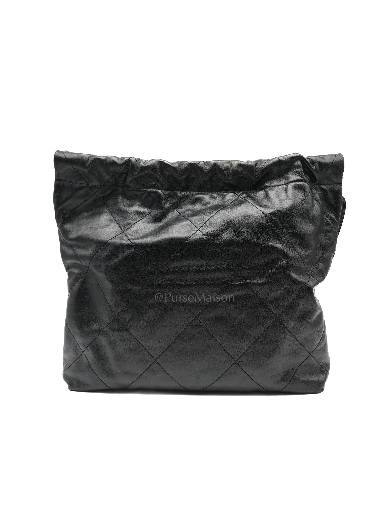 22 Small in Black Quilted Goatskin Leather and Aged Gold Hardware