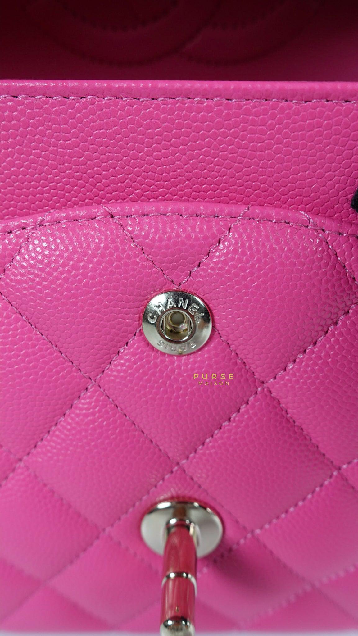 Chanel 22P Hot Pink Classic Double Flap Medium Caviar Light Gold
