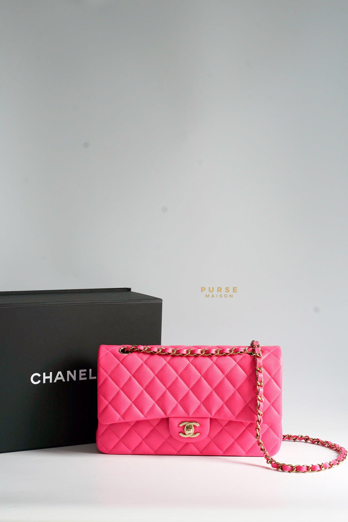 Chanel Classic Medium Double Flap, 22P Hot Pink Caviar Leather with Gold  Hardware, New In Box