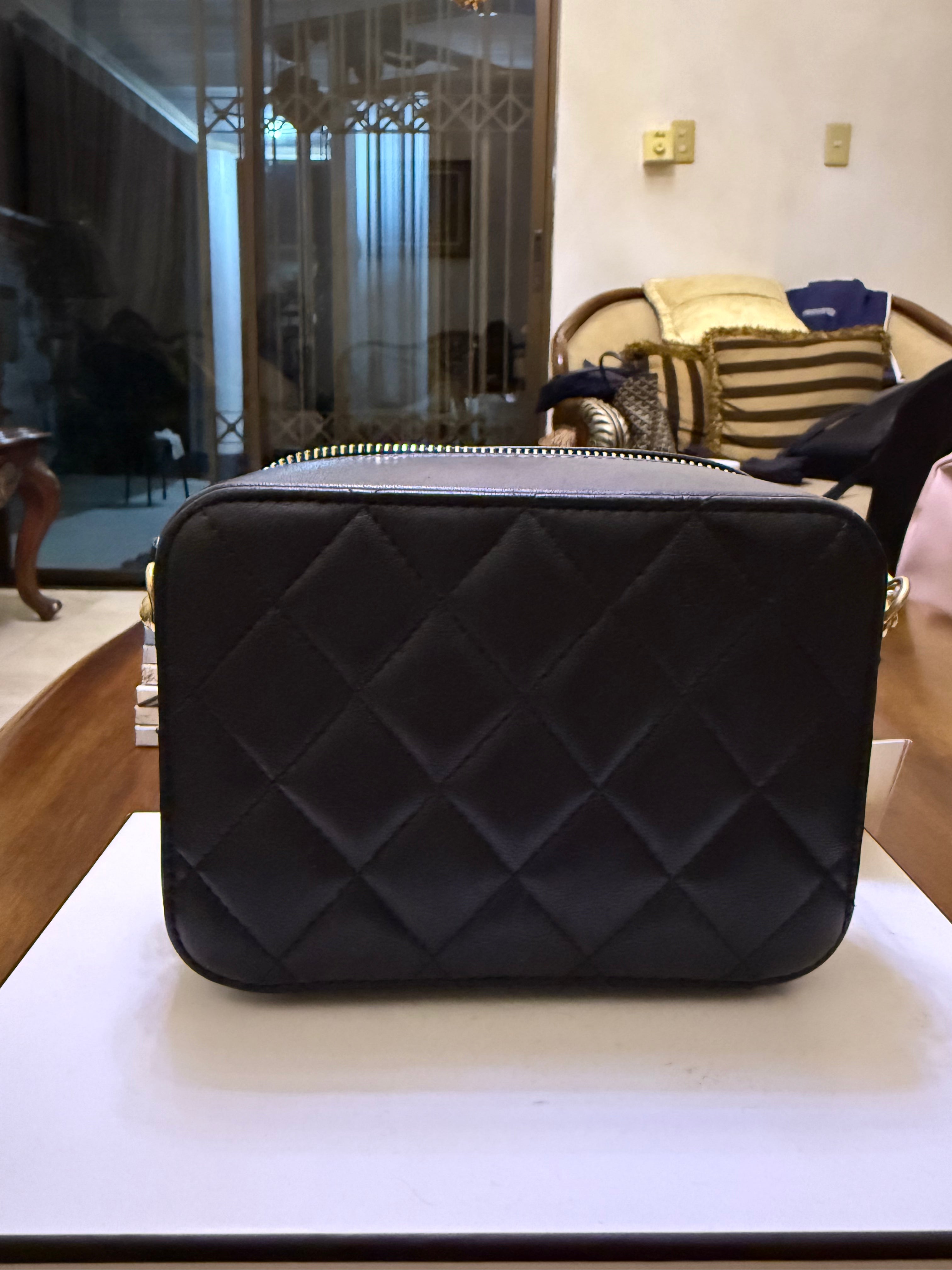 Chanel 22s Black Pearl Crush Camera bag Lambskin Aged Gold Hardware (microchip) | Purse Maison Luxury Bags Shop