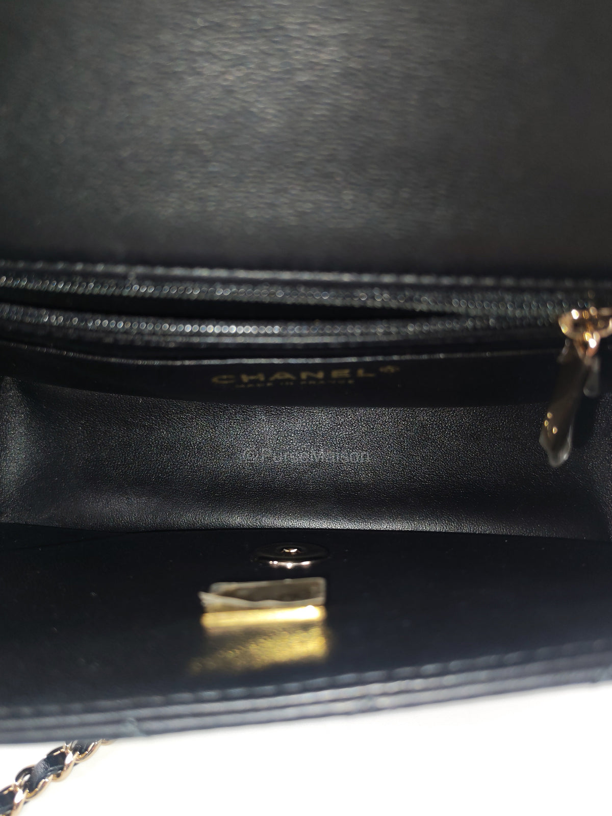 Chanel 23A Classic Mini Top Handle with Lion Charm in Black Lambskin Leather Light Gold Hardware (Microchip) | Purse Maison Luxury Bags Shop