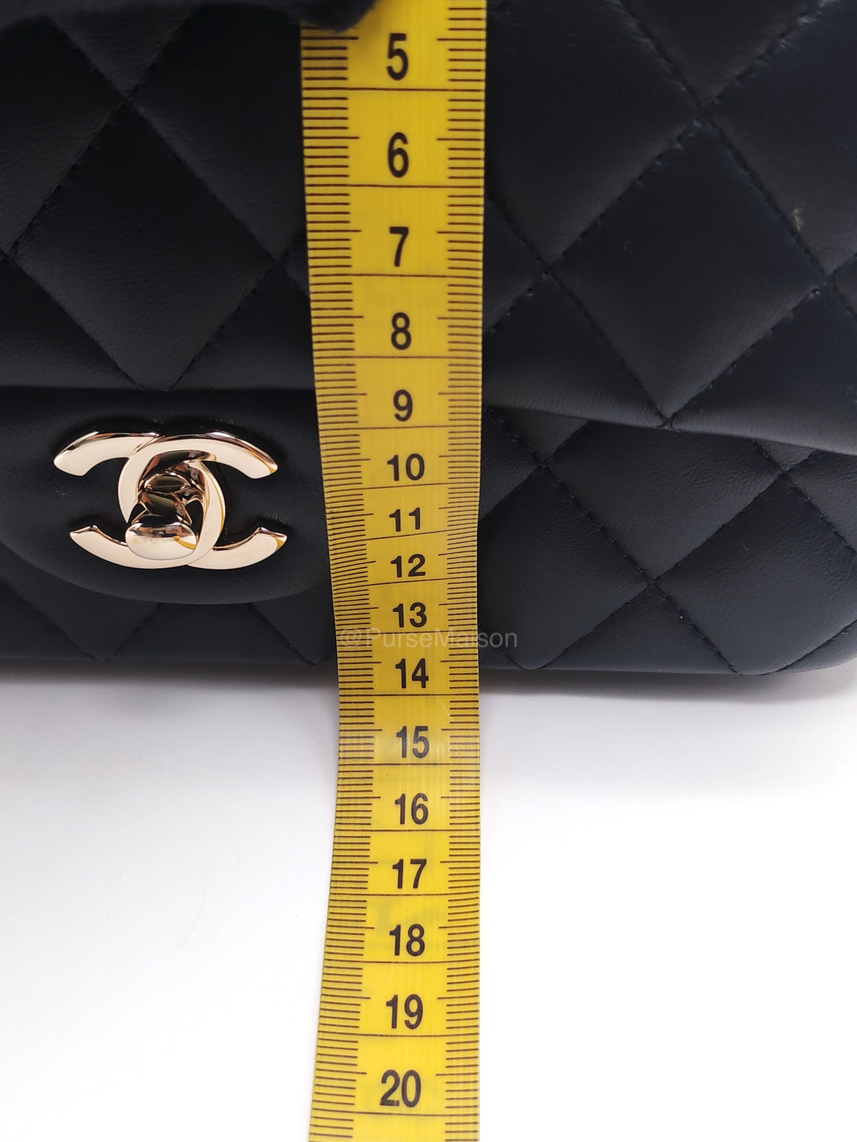 Chanel 23A Classic Mini Top Handle with Lion Charm in Black Lambskin Leather Light Gold Hardware (Microchip) | Purse Maison Luxury Bags Shop