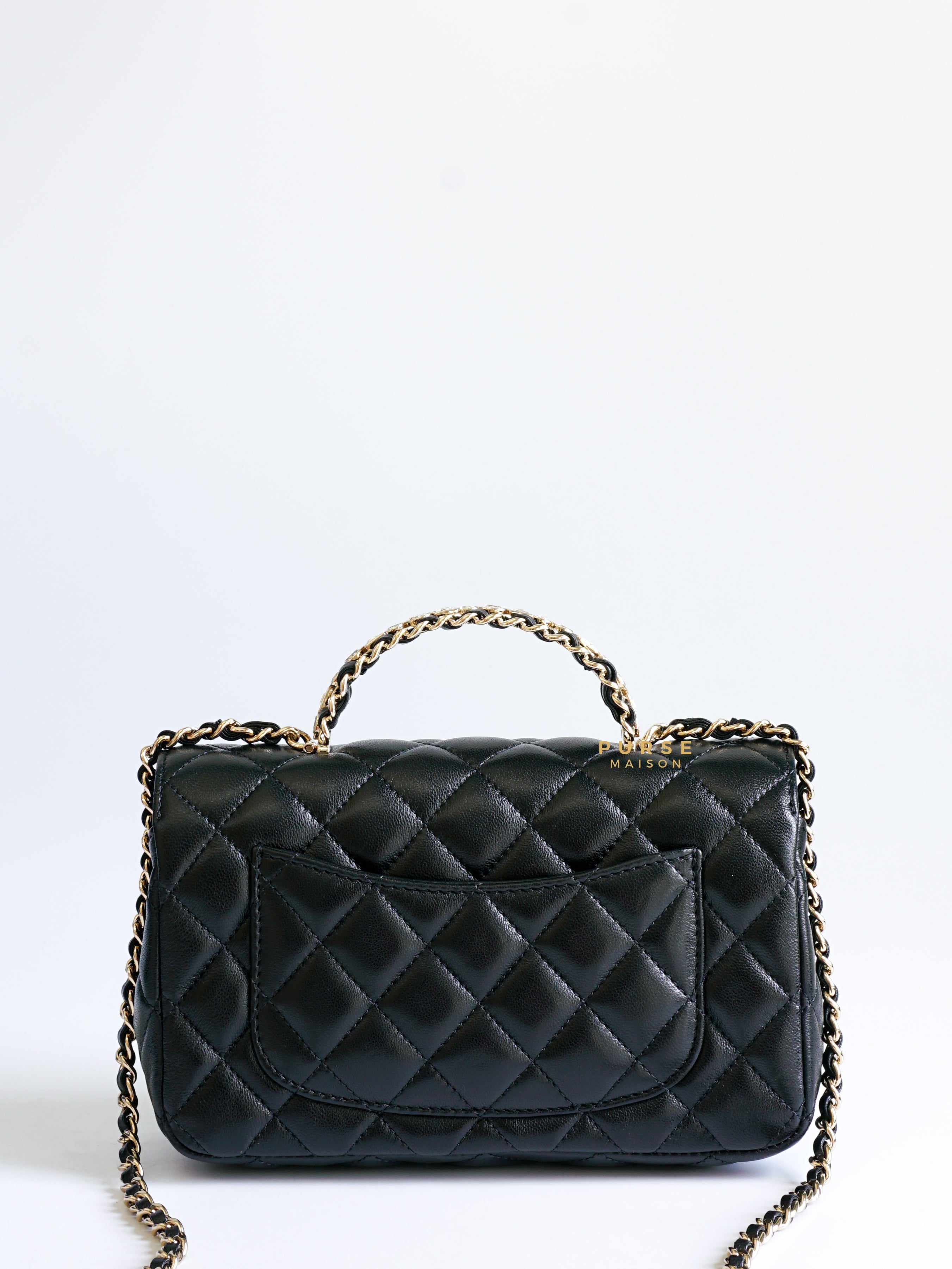 Large flap bag online with top handle chanel