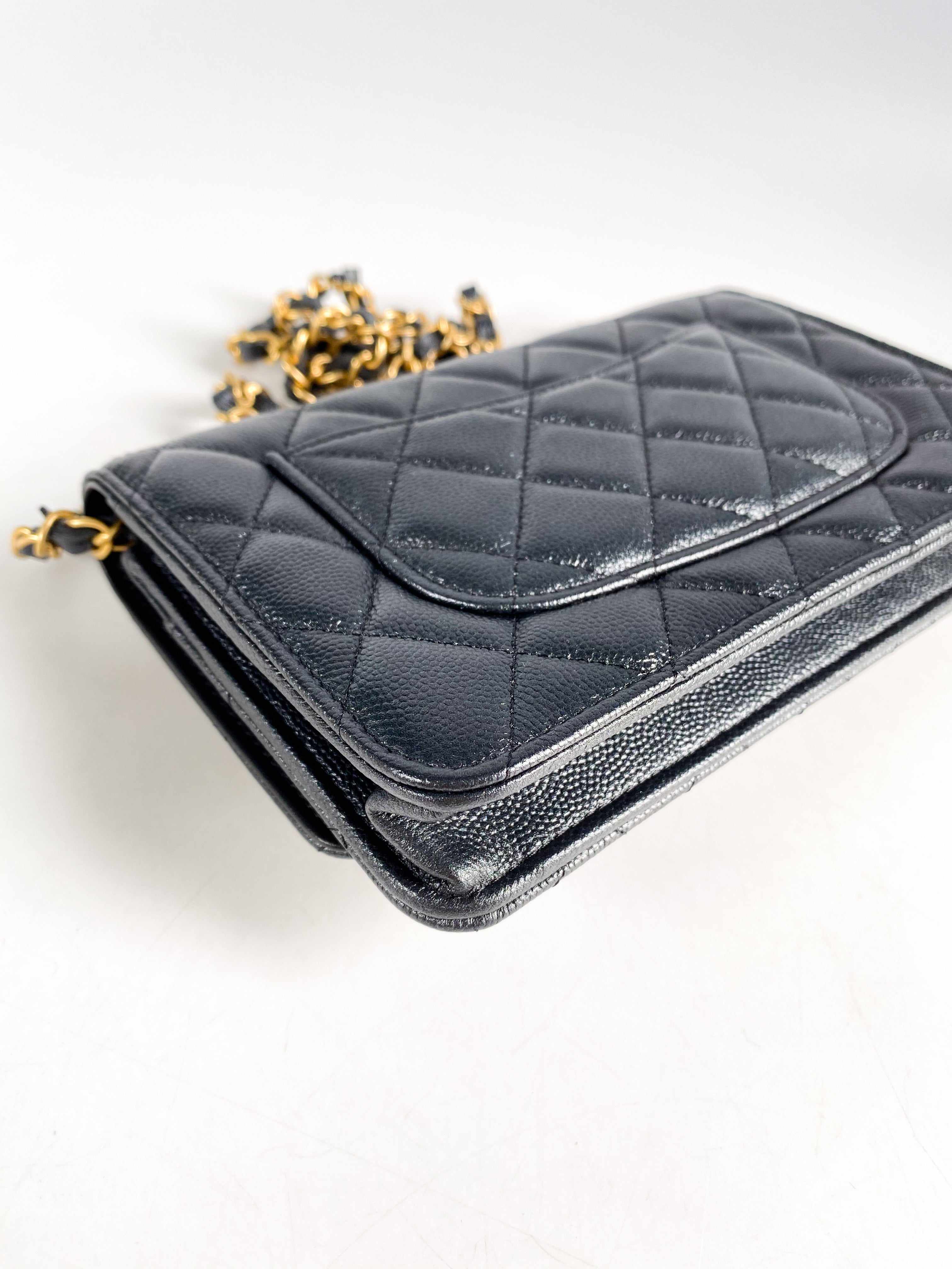 Chanel 23B Wallet on Chain Black Caviar and Gold Hardware with adjustable CC chain (Microchip)