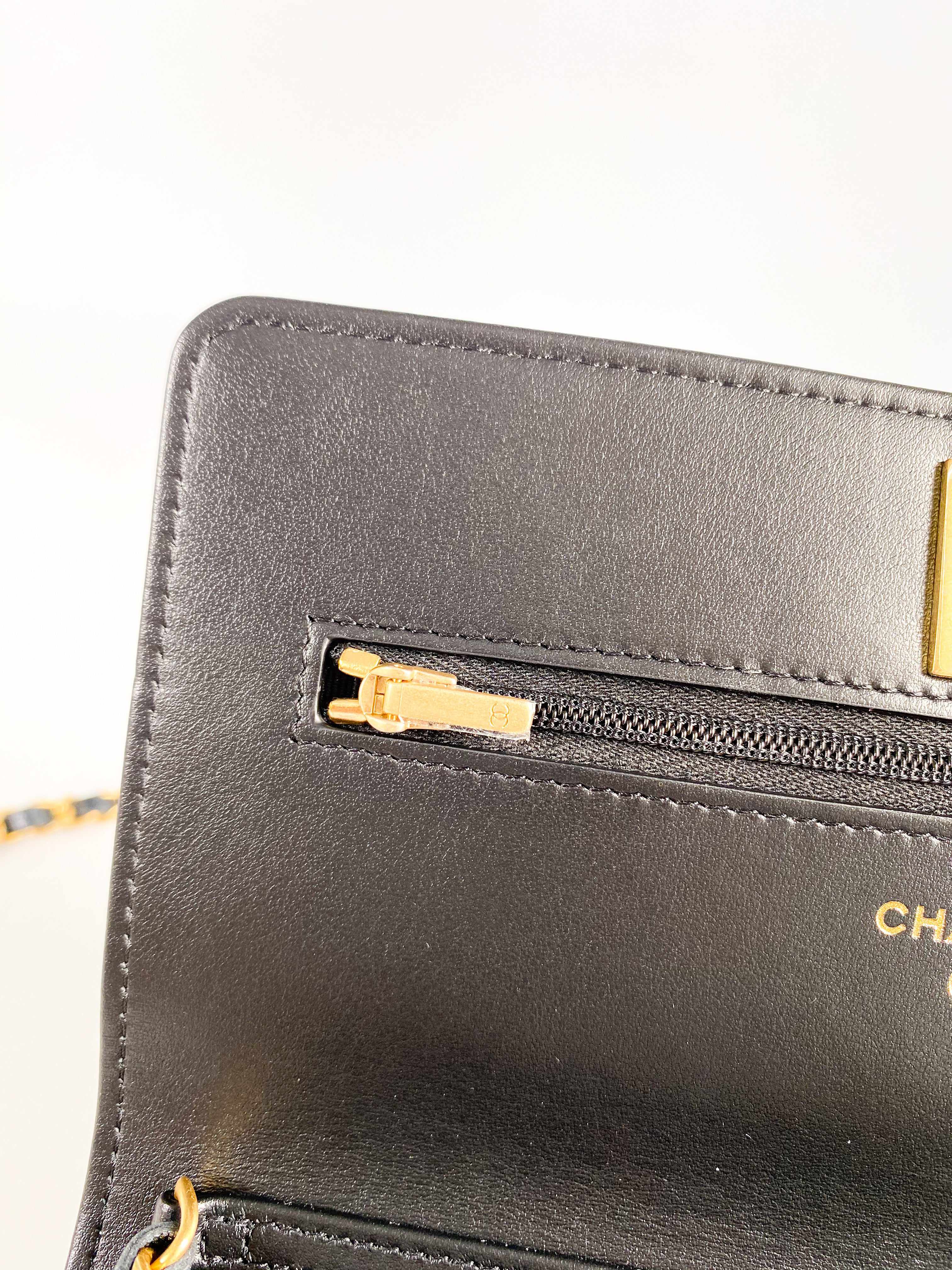 Chanel 23B Wallet on Chain Black Caviar and Gold Hardware