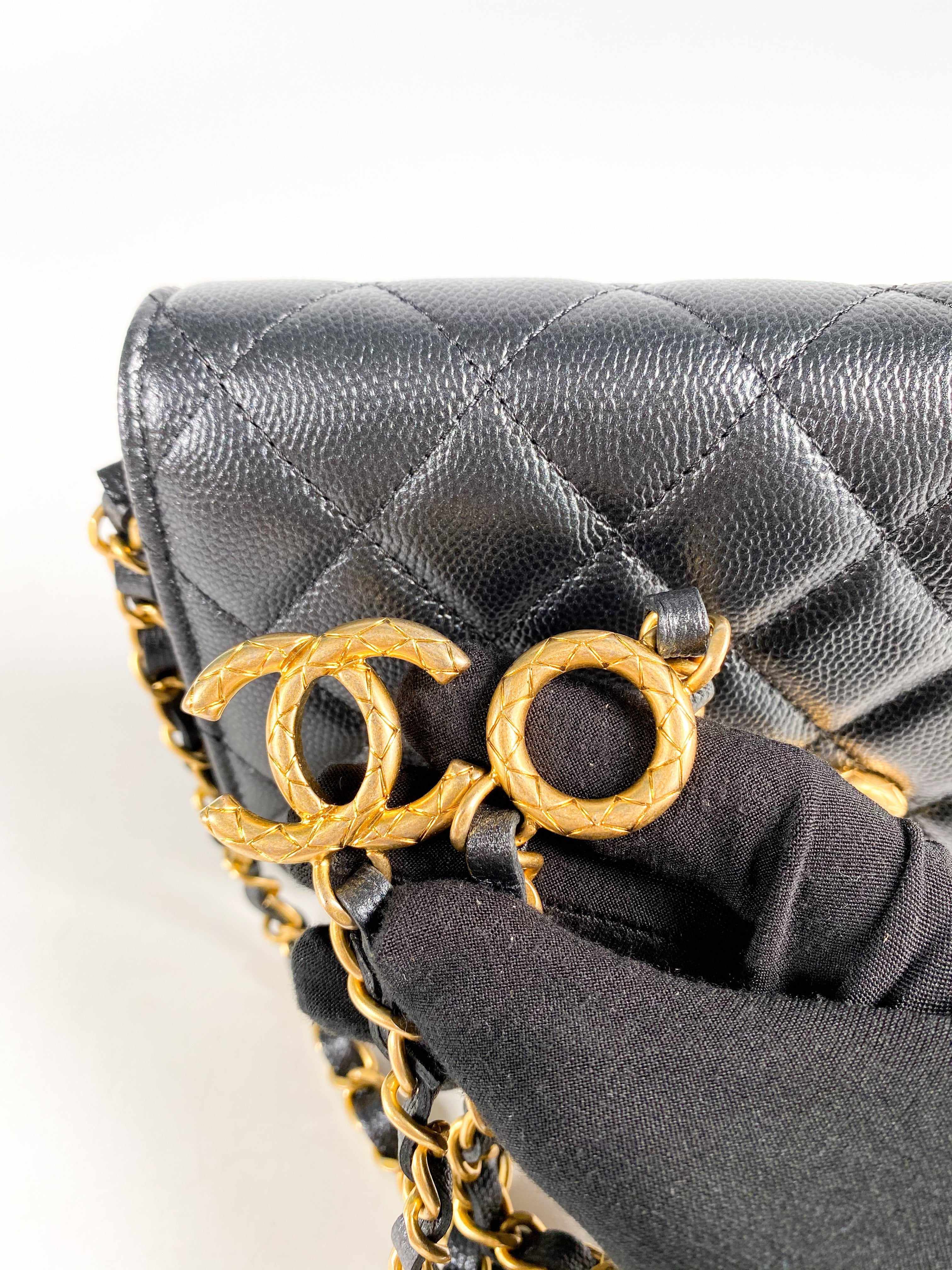 Chanel bag outlet black gold chain