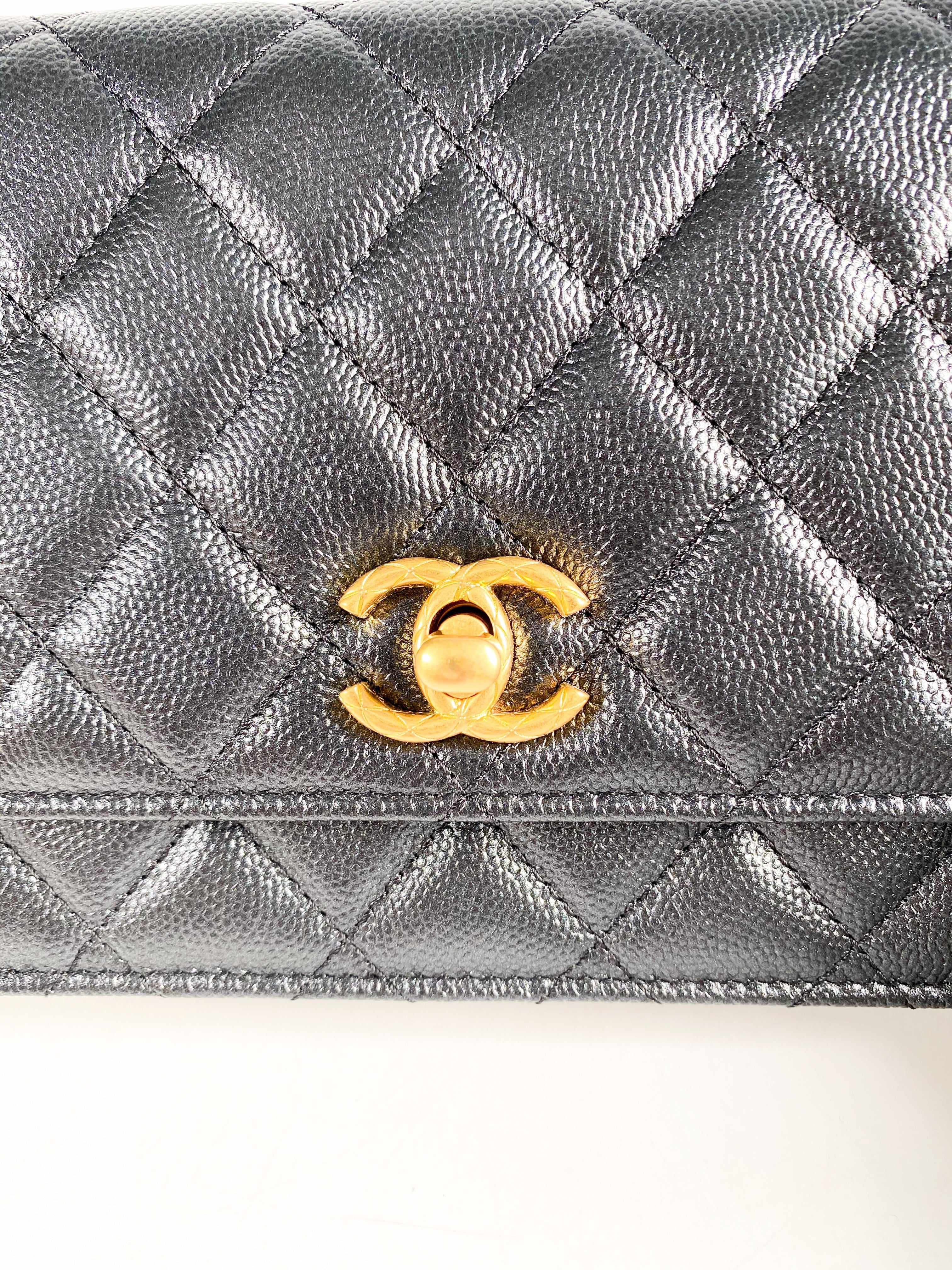 Chanel 23B Wallet on Chain Black Caviar and Gold Hardware