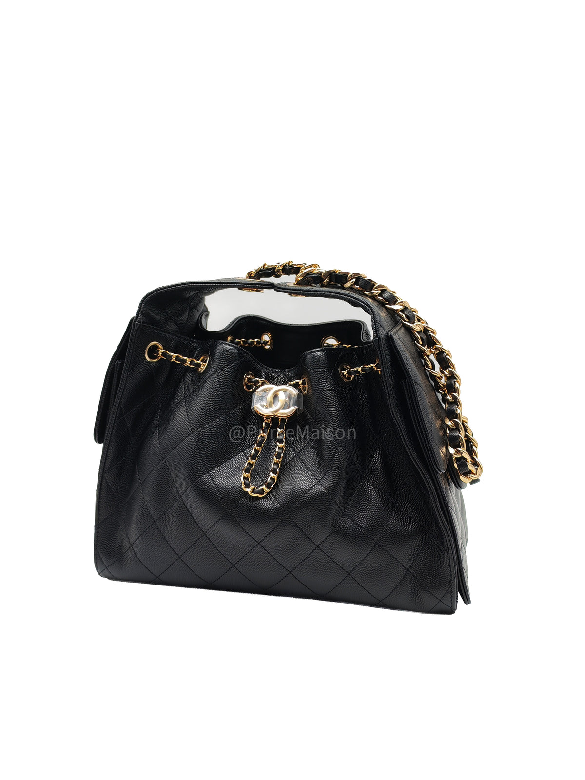Chanel 25 Hobo Bag Small in Black Caviar Leather Shiny Gold Hardware (Microchip) | Purse Maison Luxury Bags Shop