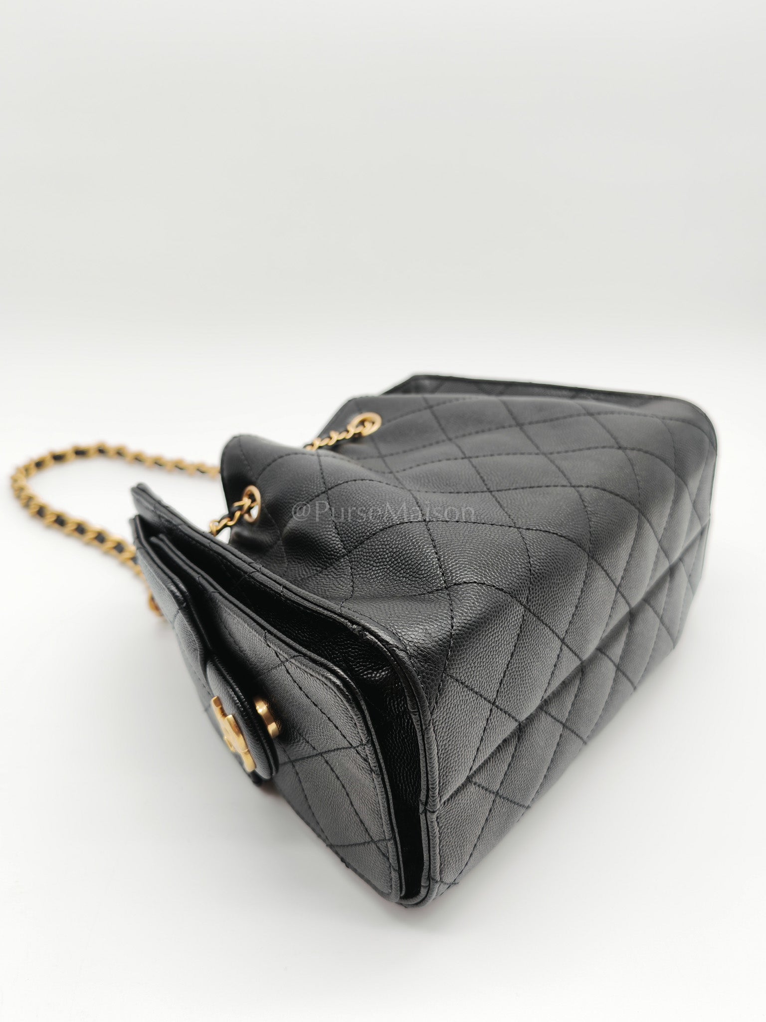 25 Mini Black Caviar Leather in Aged Gold Hardware Microchip(UL****32) | Purse Maison Luxury Bags Shop