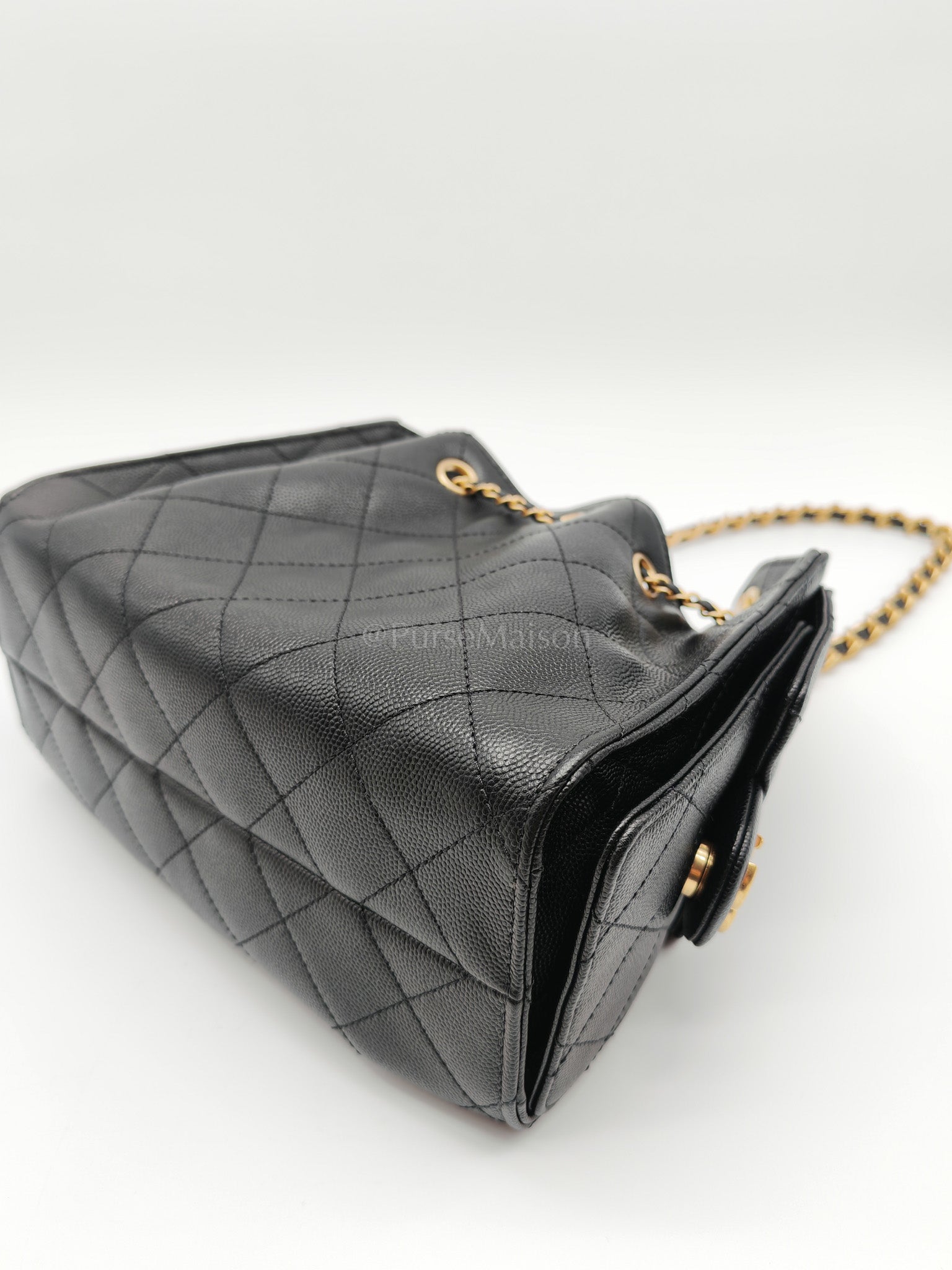 25 Mini Black Caviar Leather in Aged Gold Hardware Microchip(UL****32) | Purse Maison Luxury Bags Shop