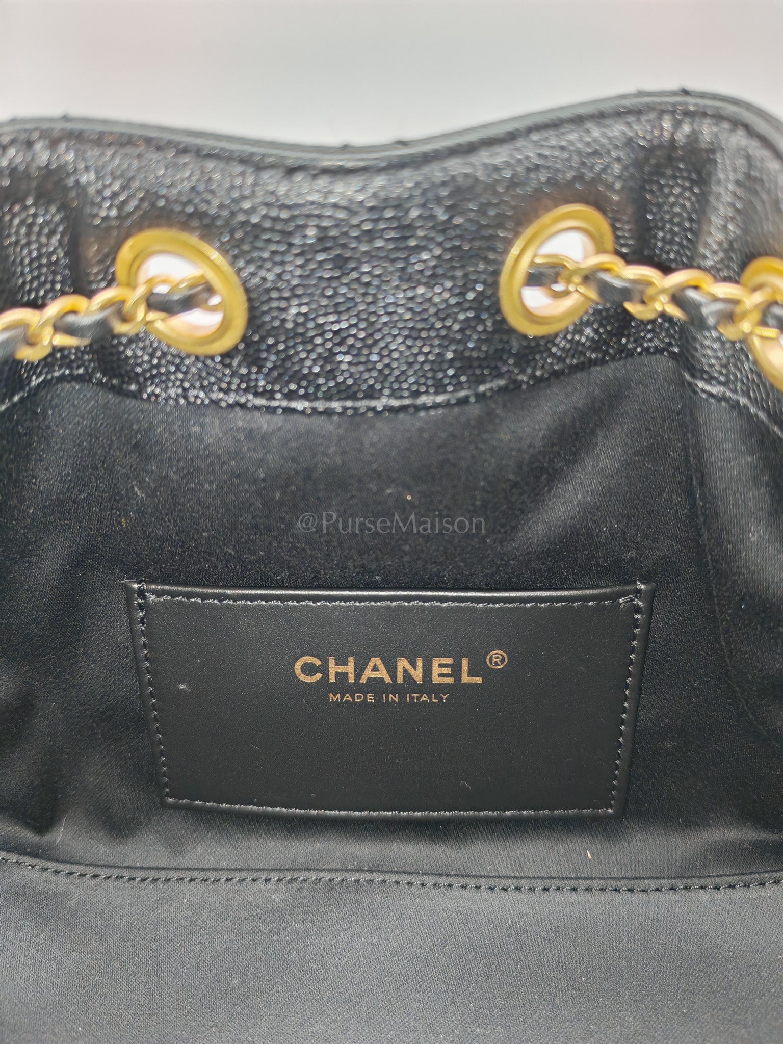 25 Mini Black Caviar Leather in Aged Gold Hardware Microchip(UL****32) | Purse Maison Luxury Bags Shop