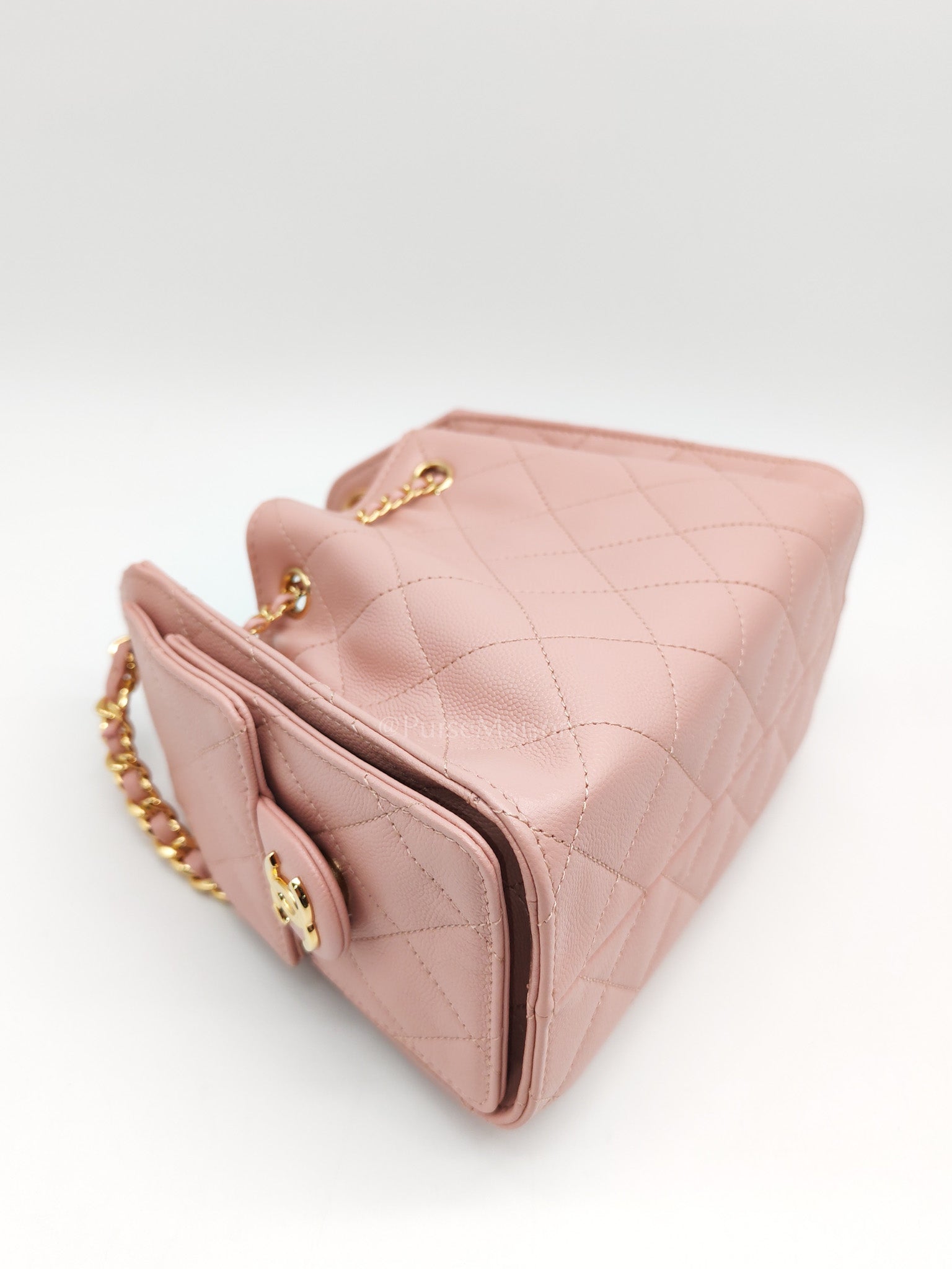 25 Mini in Pink Caviar Leather and Shiny Rosegold Hardware Microchip | Purse Maison Luxury Bags Shop