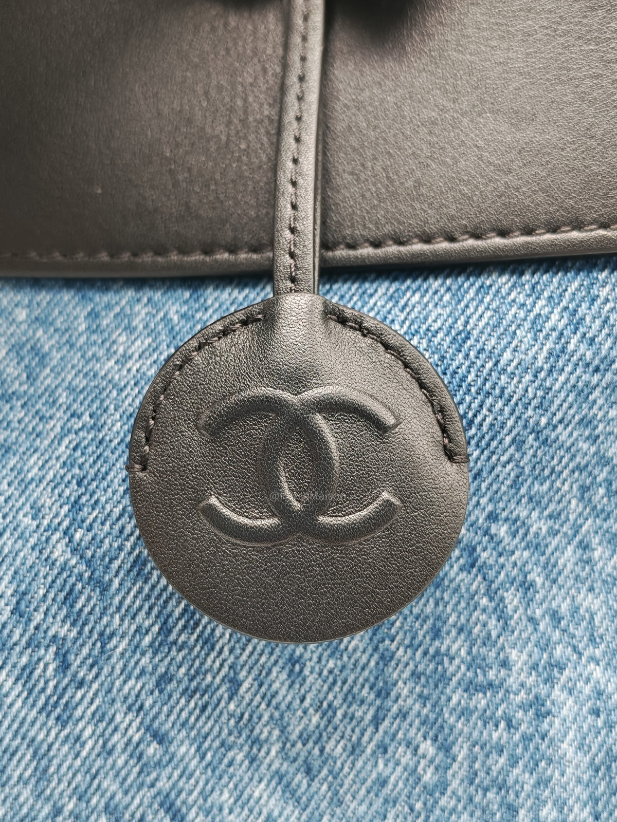 Chanel 26 Urban Essential Matthieu Blazy Large Tote Bag in Black Calfskin Leather and Denim Canvas Light Gold Hardware (Microchip) | Purse Maison Luxury Bags Shop