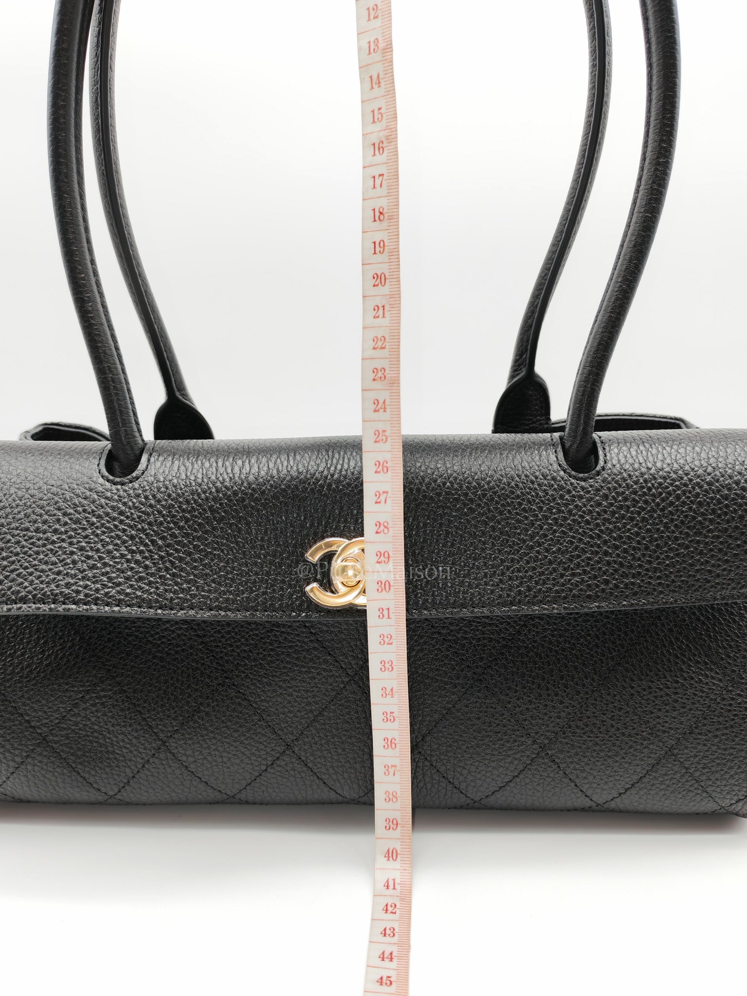 26 Matthieu Blazy Small Tote Bag in Black Grained Calfskin & Gold Hardware Microchip | Purse Maison Luxury Bags Shop
